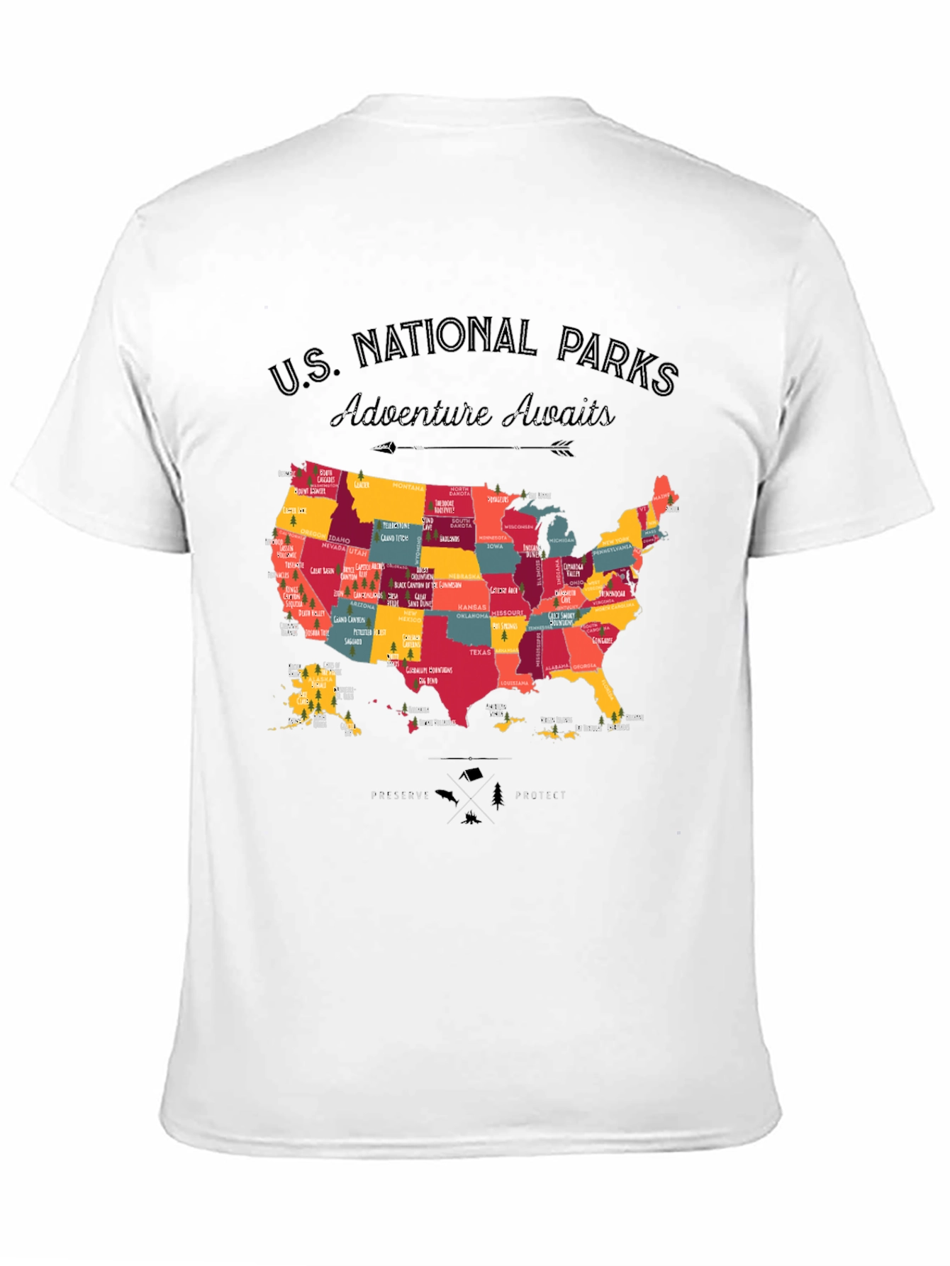 US National Parks Adventure Awaits Black T-Shirt