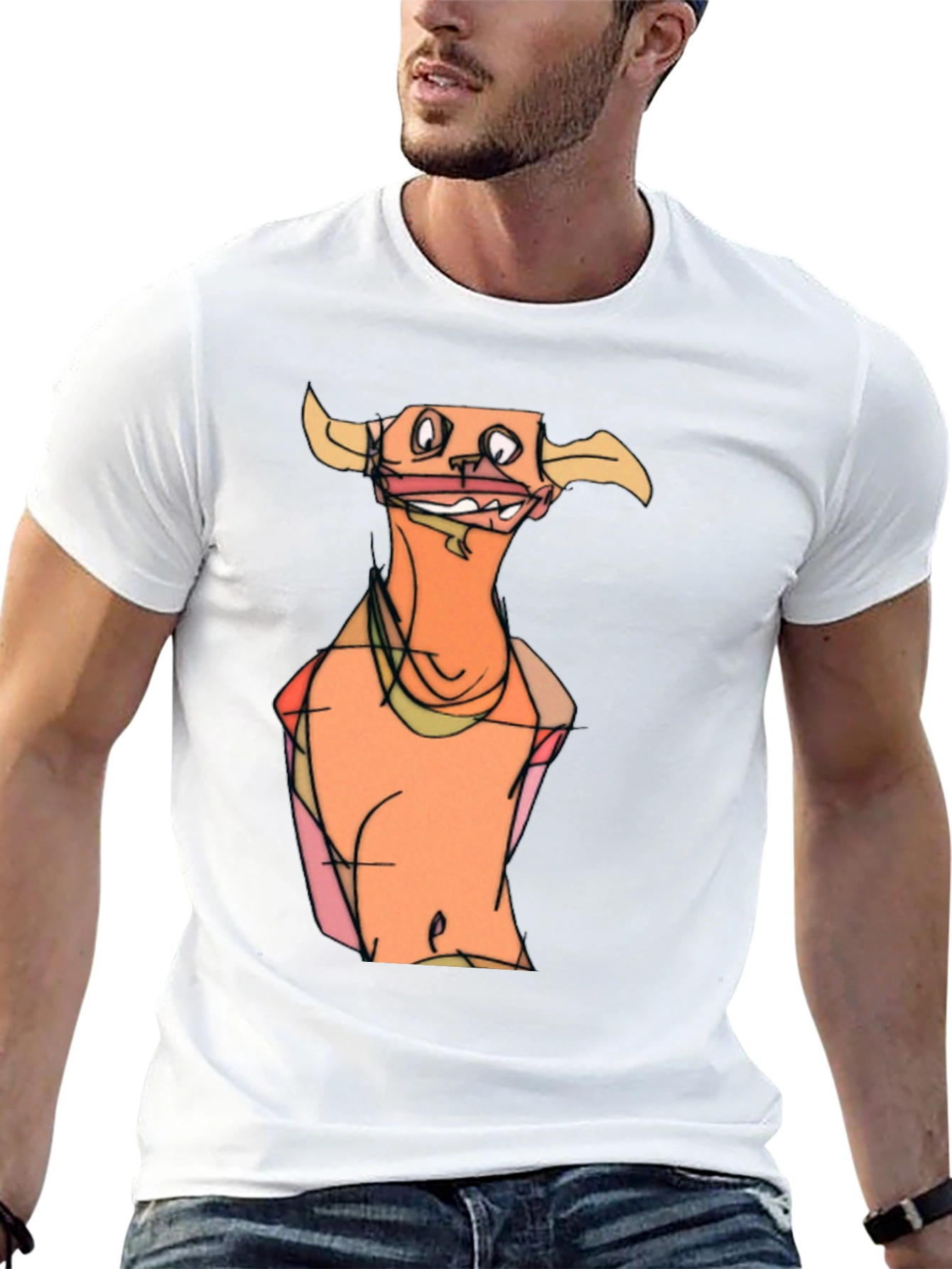 Cartoon Character Graphic Tee - Mens Black T-Shirt