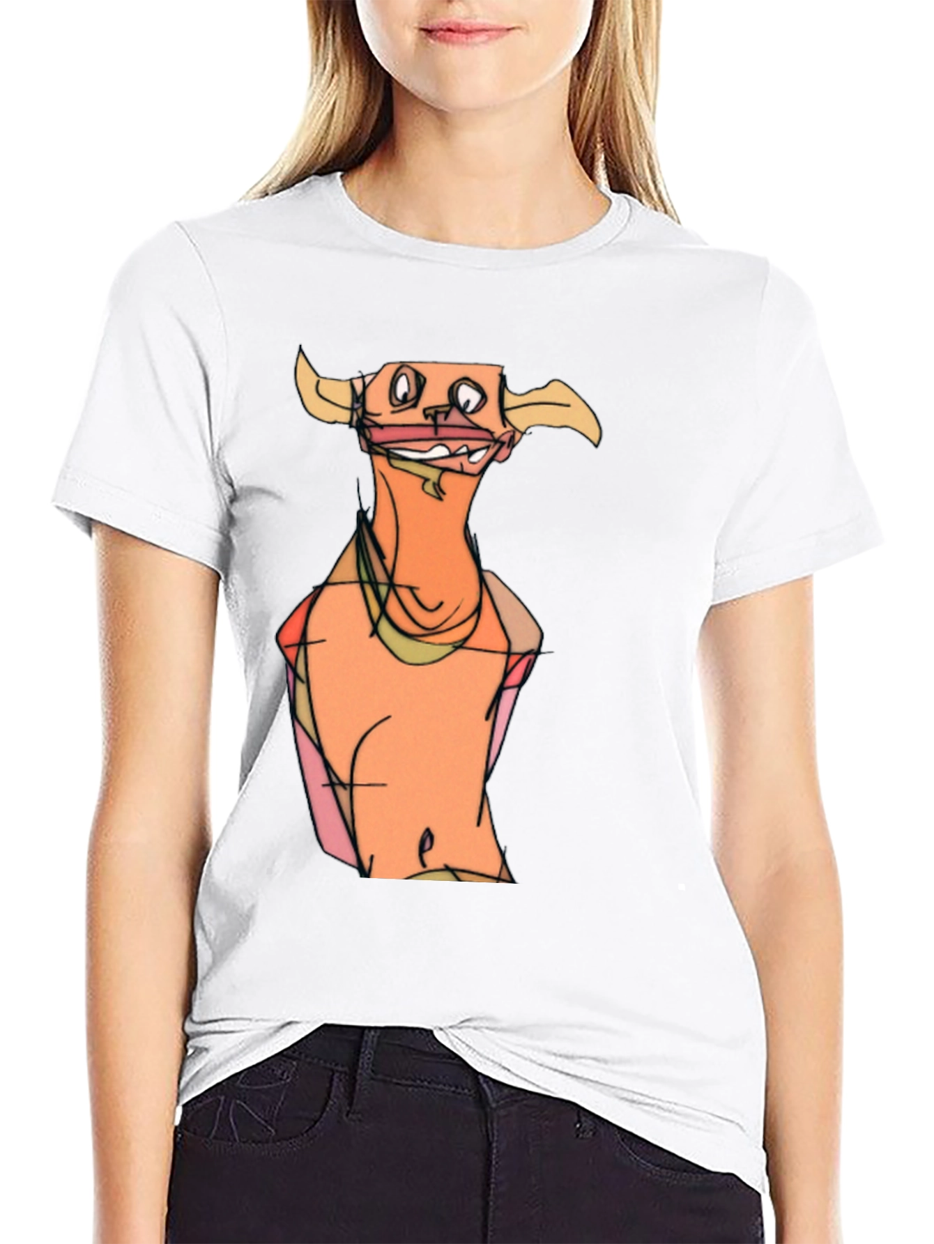 Cartoon Character Graphic Tee - Mens Black T-Shirt