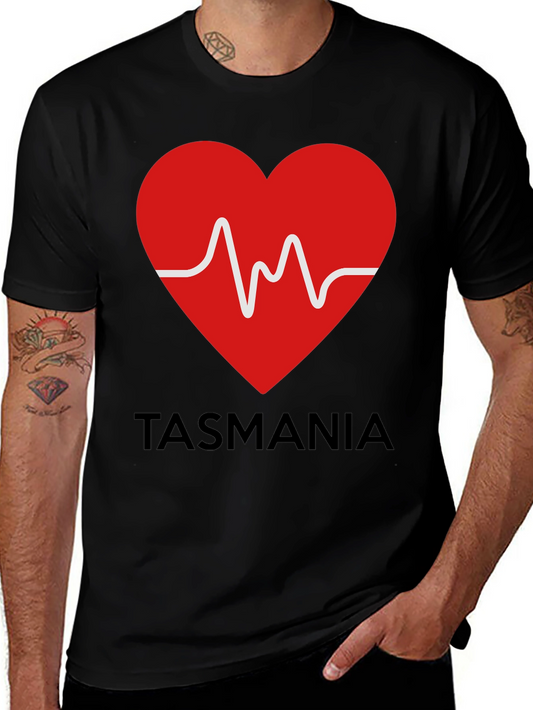 Tasmania Heartbeat Graphic Tee - Soft Cotton Blend