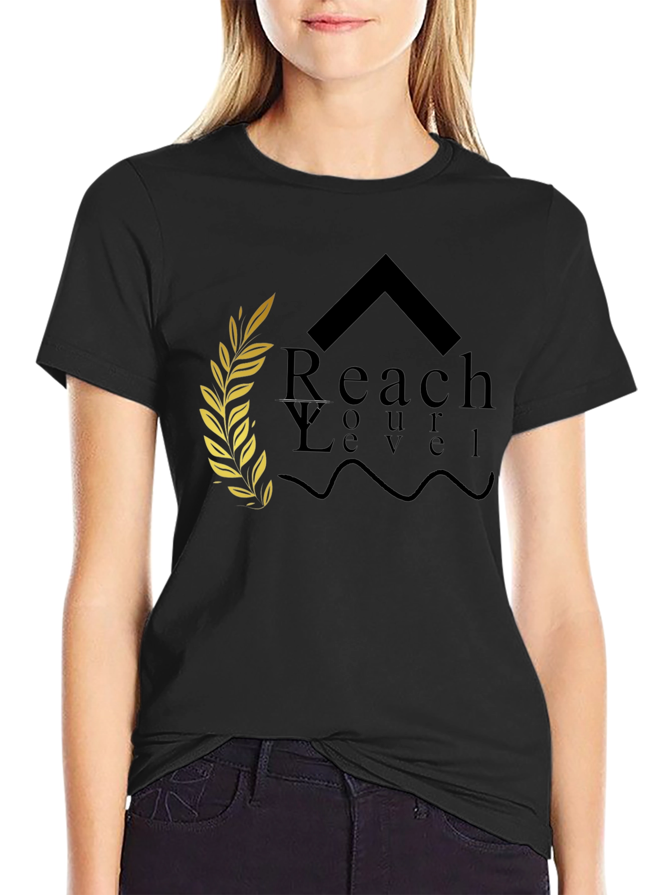 Reach Your Level Black Graphic Tee