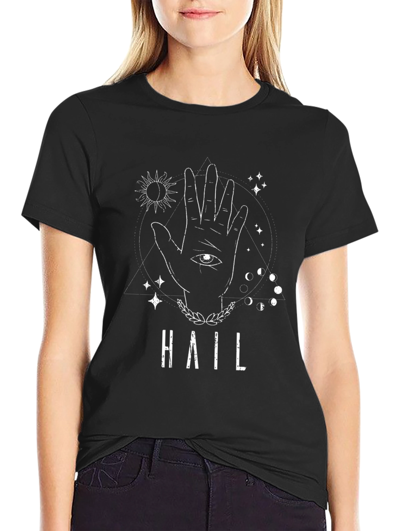 Mystic Hand Graphic Tee - Hail Design Black Cotton