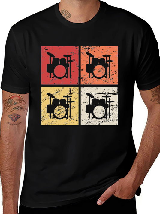 Vintage Drum Kit T-Shirt Retro Rock Band Tee