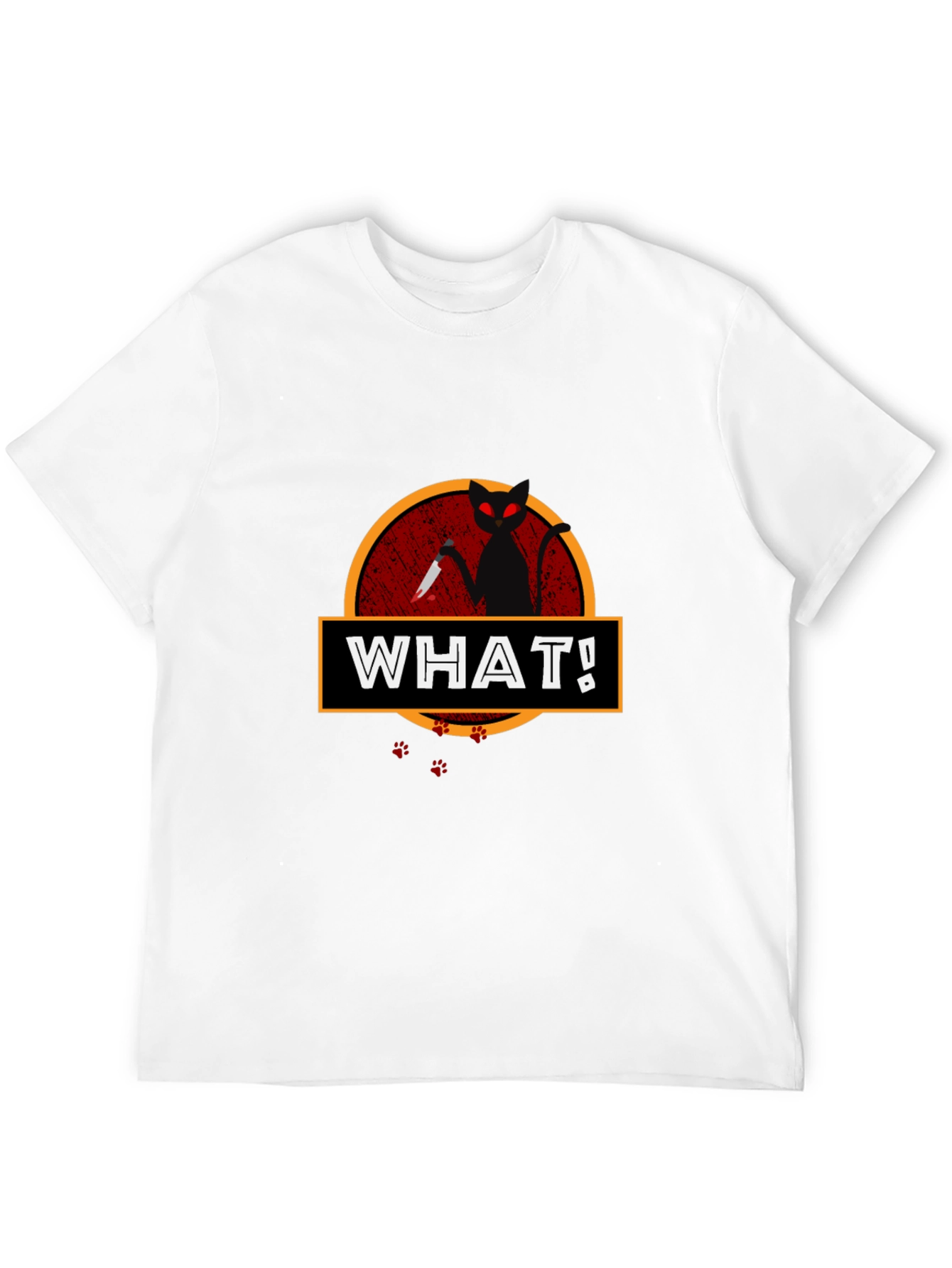 WHAT! Cat with Knife Graphic T-Shirt