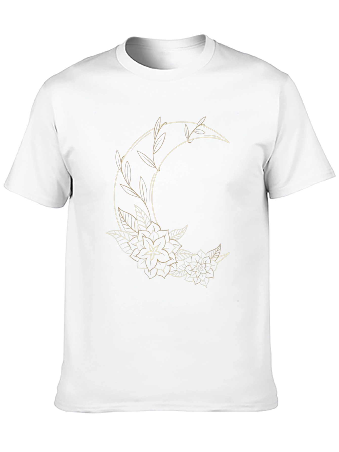 Floral Crescent Moon Graphic Tee - Black