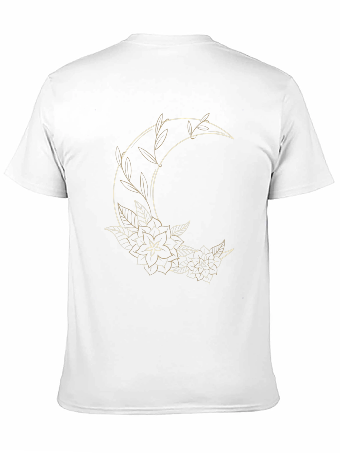 Floral Crescent Moon Graphic Tee - Black