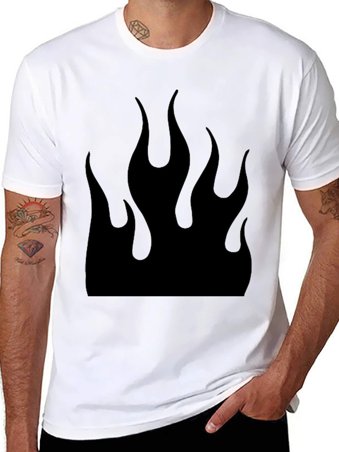 Black Flame Graphic Tee - Bold & Edgy Design