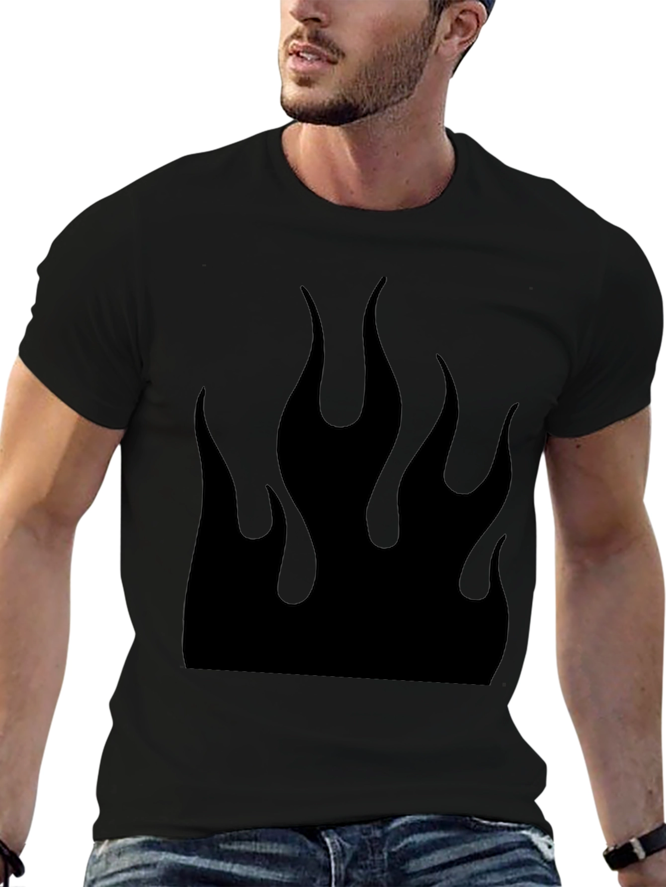 Black Flame Graphic Tee - Bold & Edgy Design