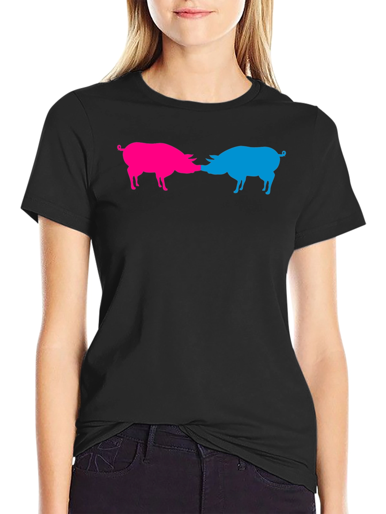 Pink & Blue Pigs Snout to Snout Graphic Tee