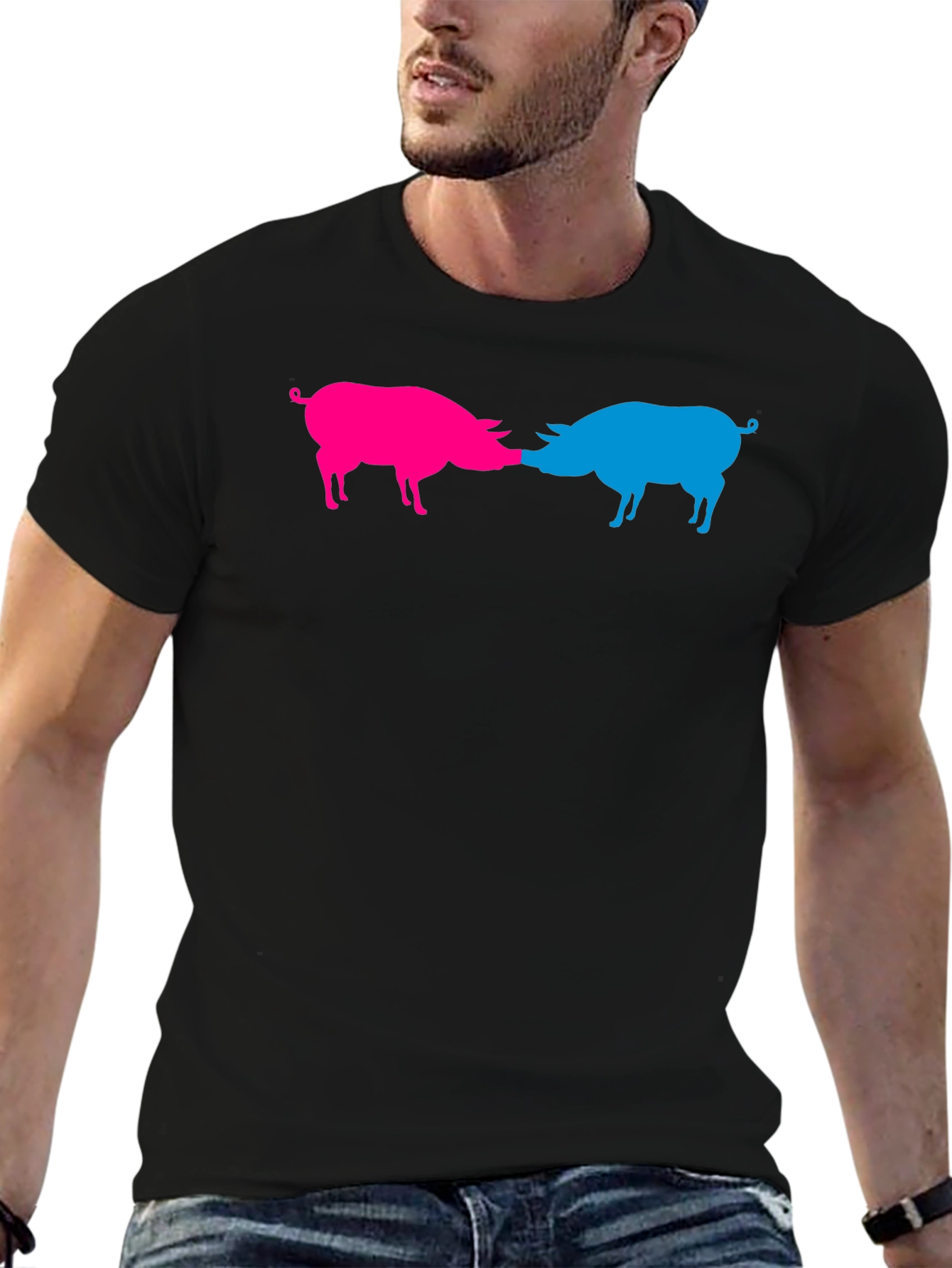 Pink & Blue Pigs Snout to Snout Graphic Tee