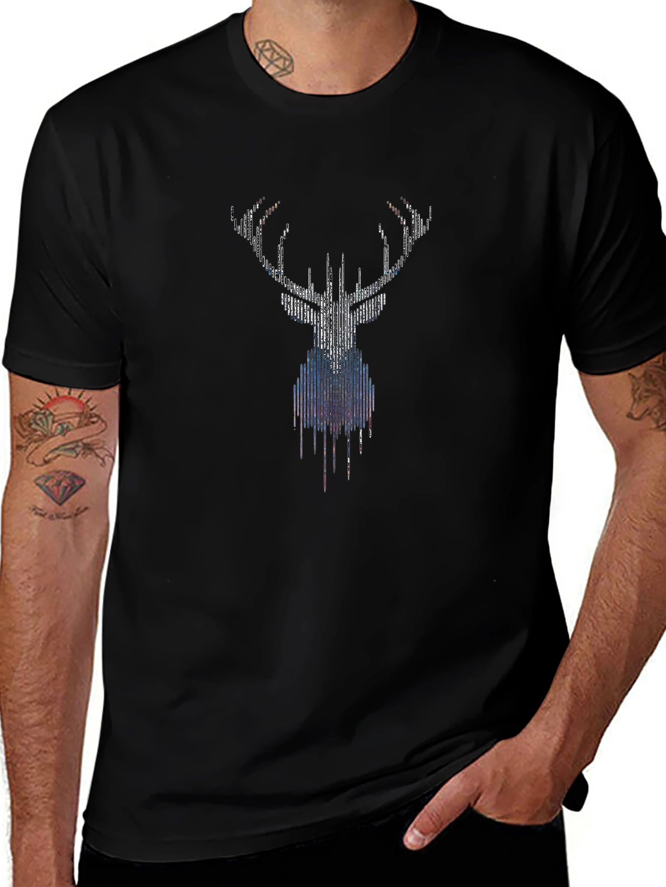 Graphic Deer Head Black T-Shirt