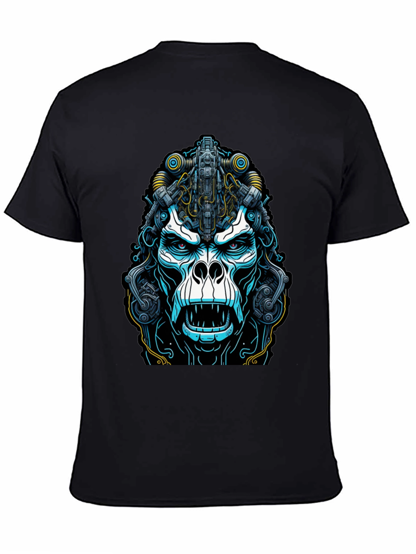 Cyber Gorilla Graphic Tee - Black Cotton T-Shirt