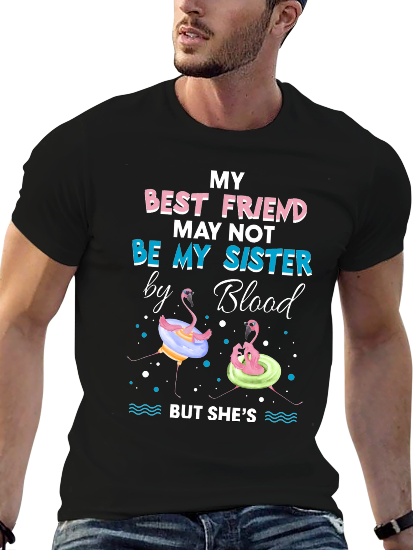 Best Friend Sister Flamingo Graphic Tee