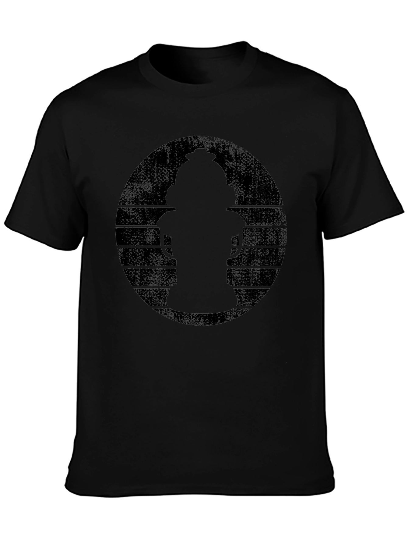 Retro Fire Hydrant Graphic Tee - Black Cotton