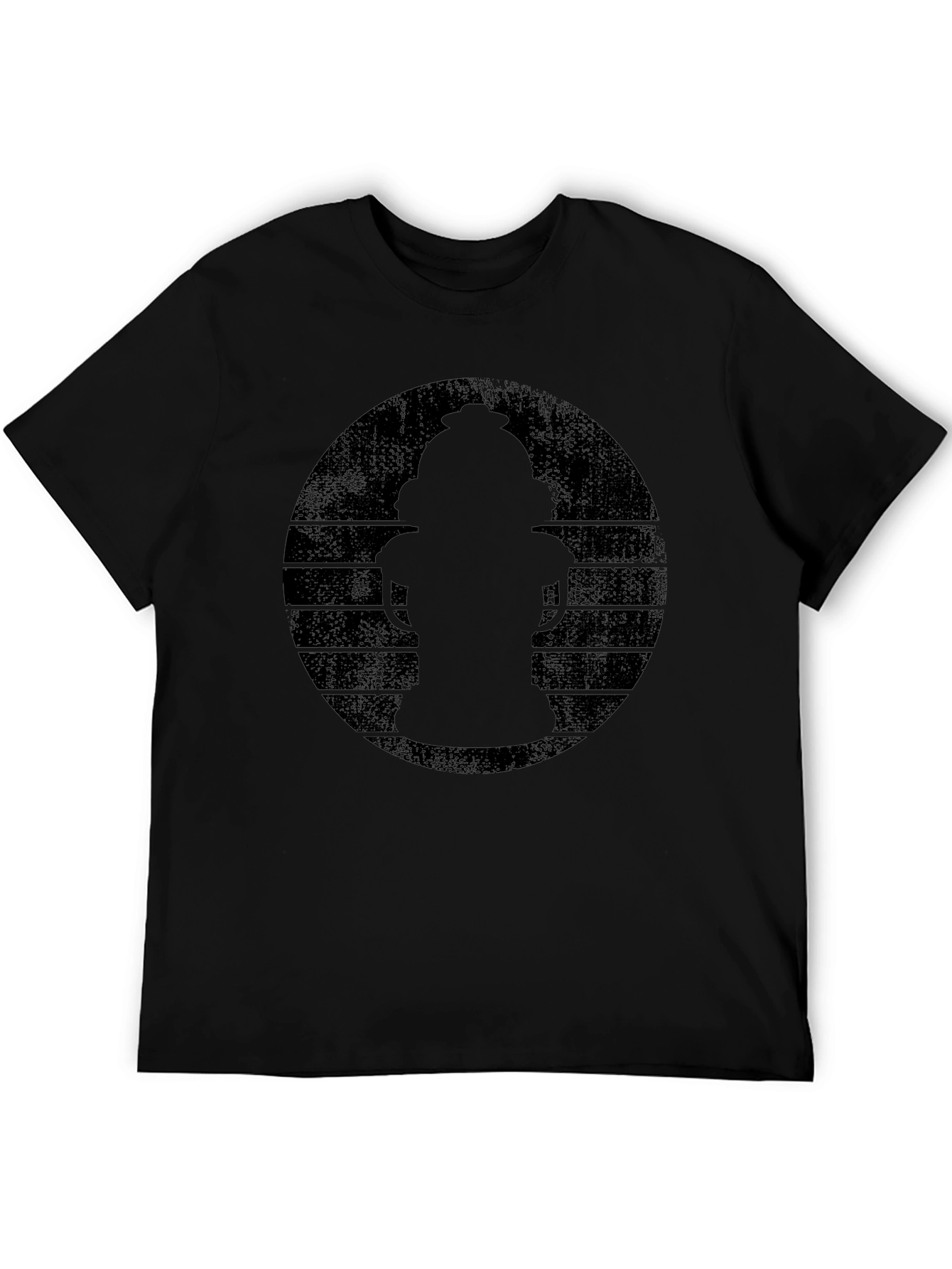Retro Fire Hydrant Graphic Tee - Black Cotton
