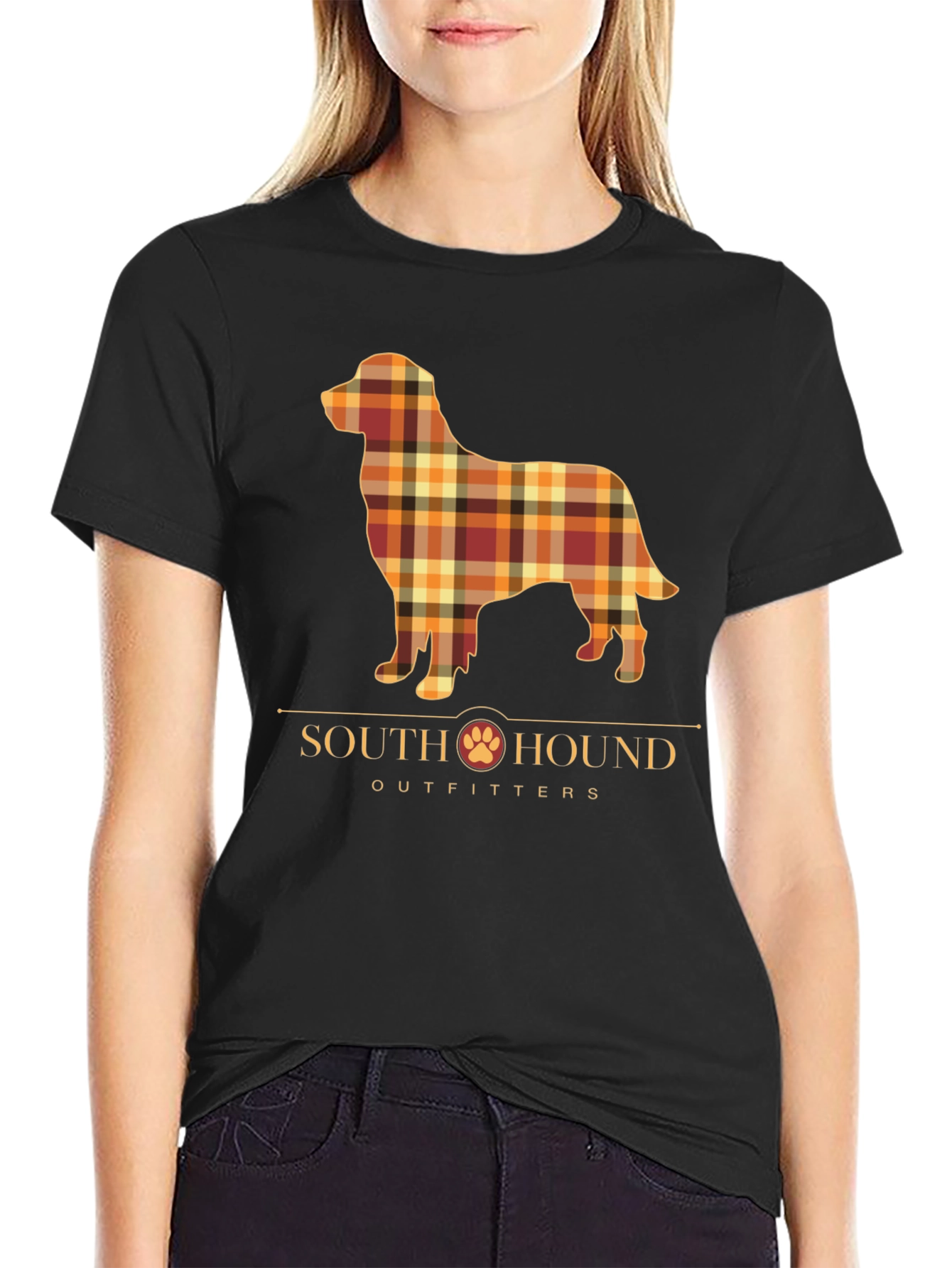South Hound Outfitters Plaid Dog Graphic Tee