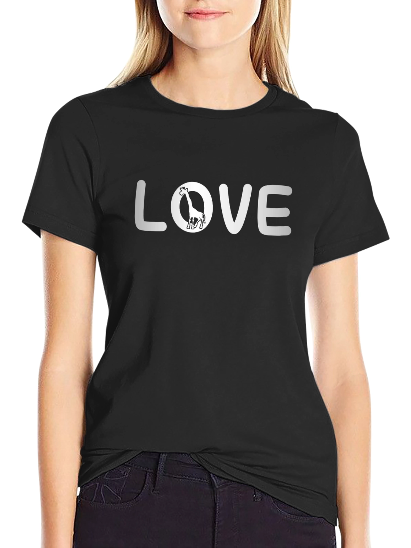 LOVE Giraffe Graphic T-Shirt - Trendy Animal Lover Tee