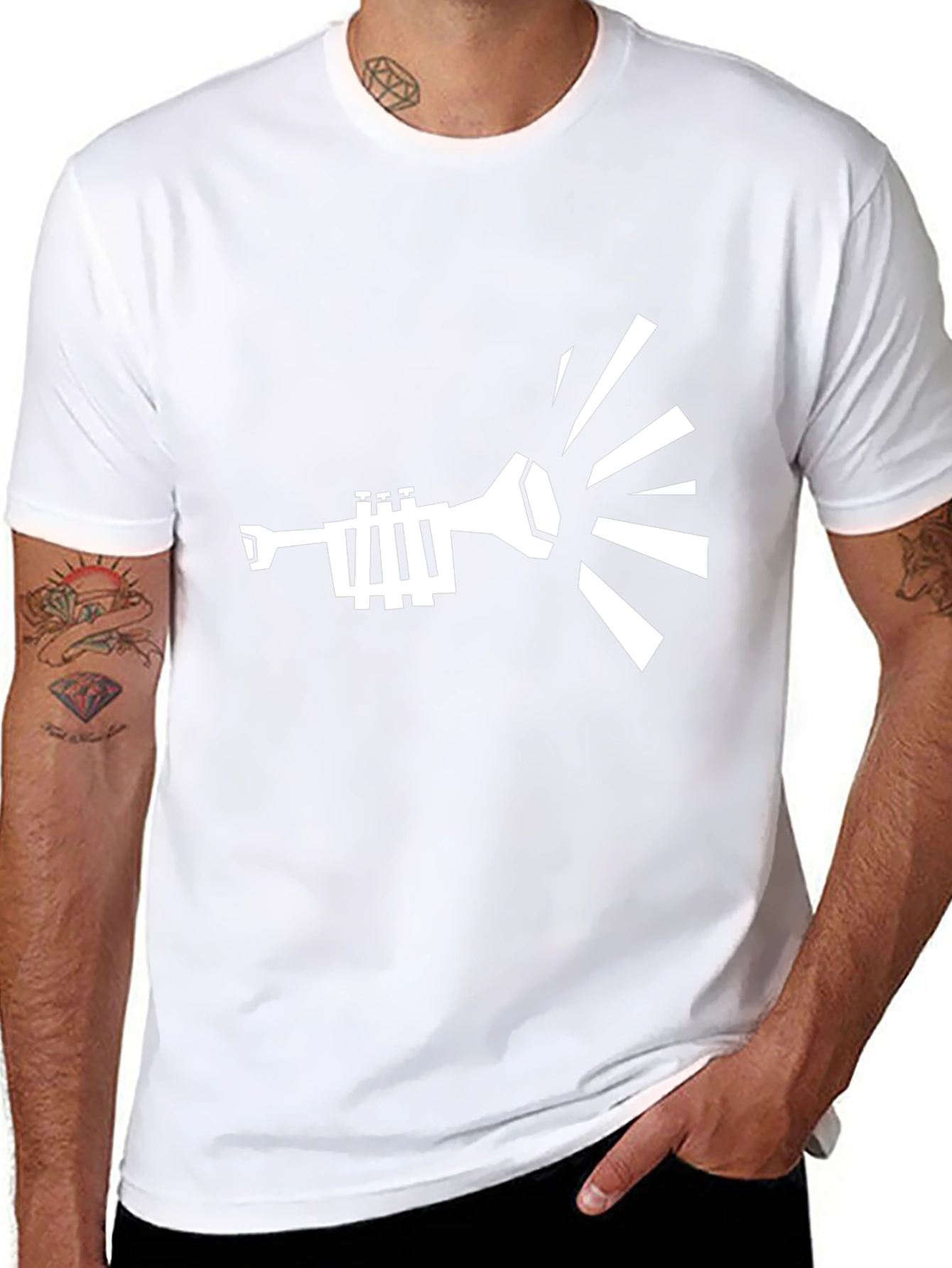 Music Tee - Trumpet Design Black T-Shirt