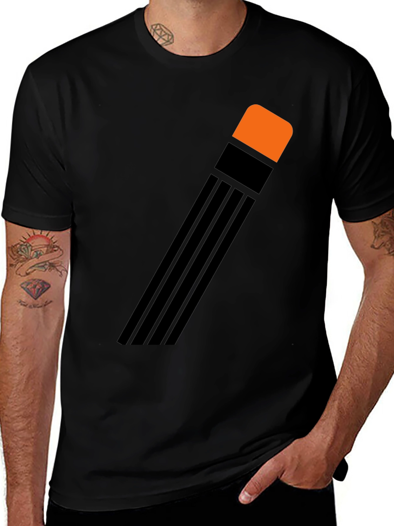 Pencil Graphic Black T-Shirt