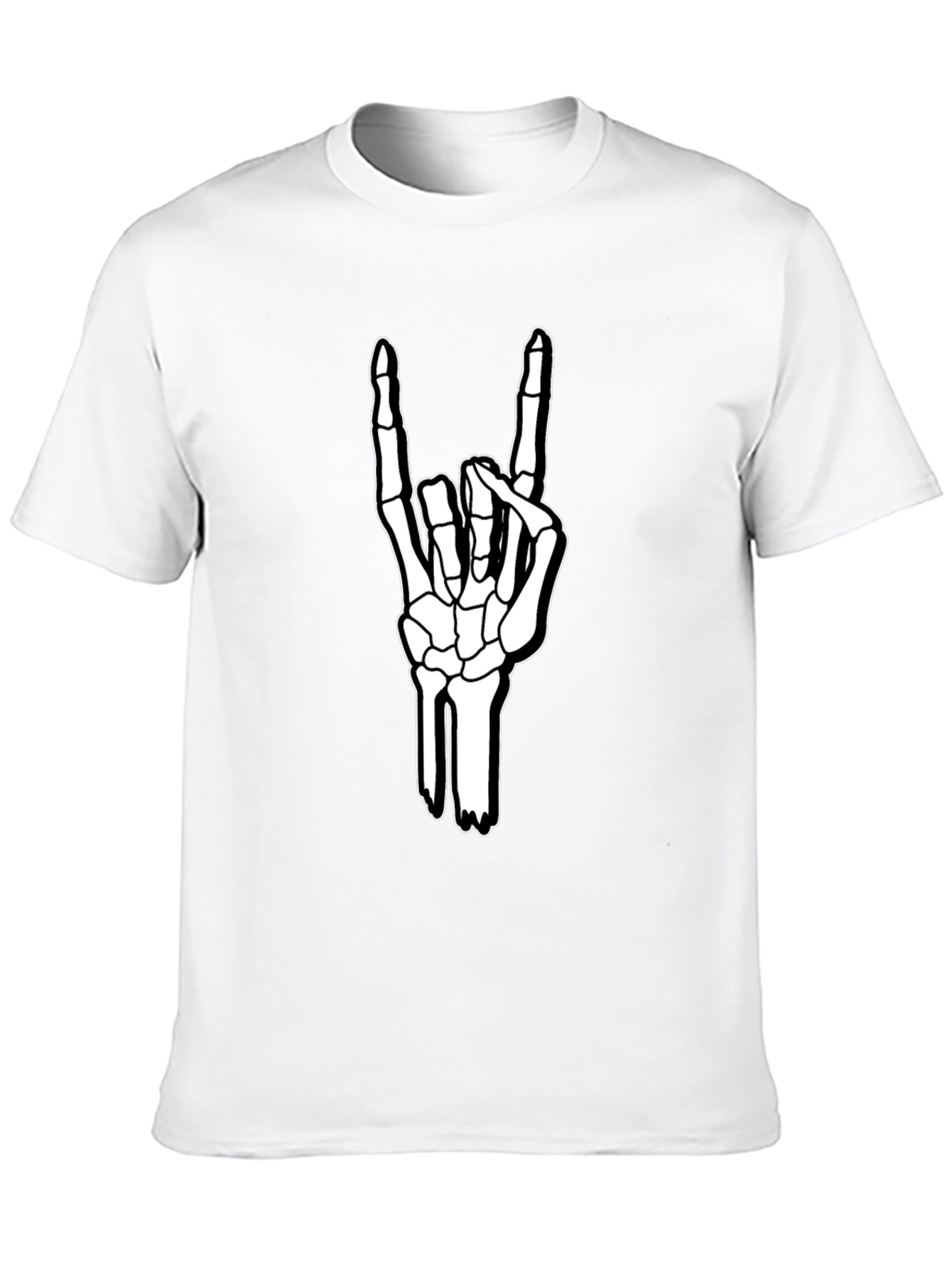 Rock On Skeleton Hand Graphic Tee - Black