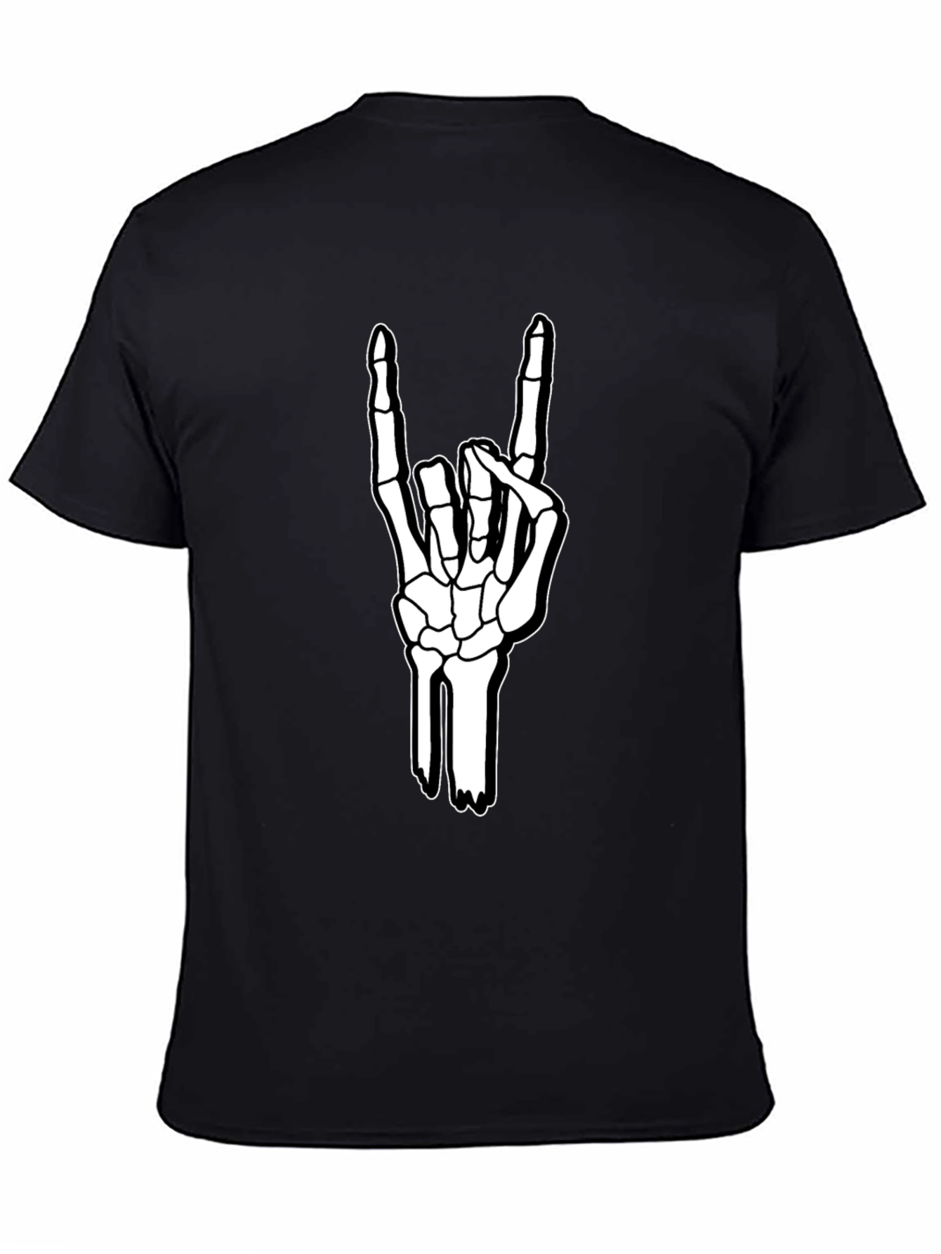 Rock On Skeleton Hand Graphic Tee - Black