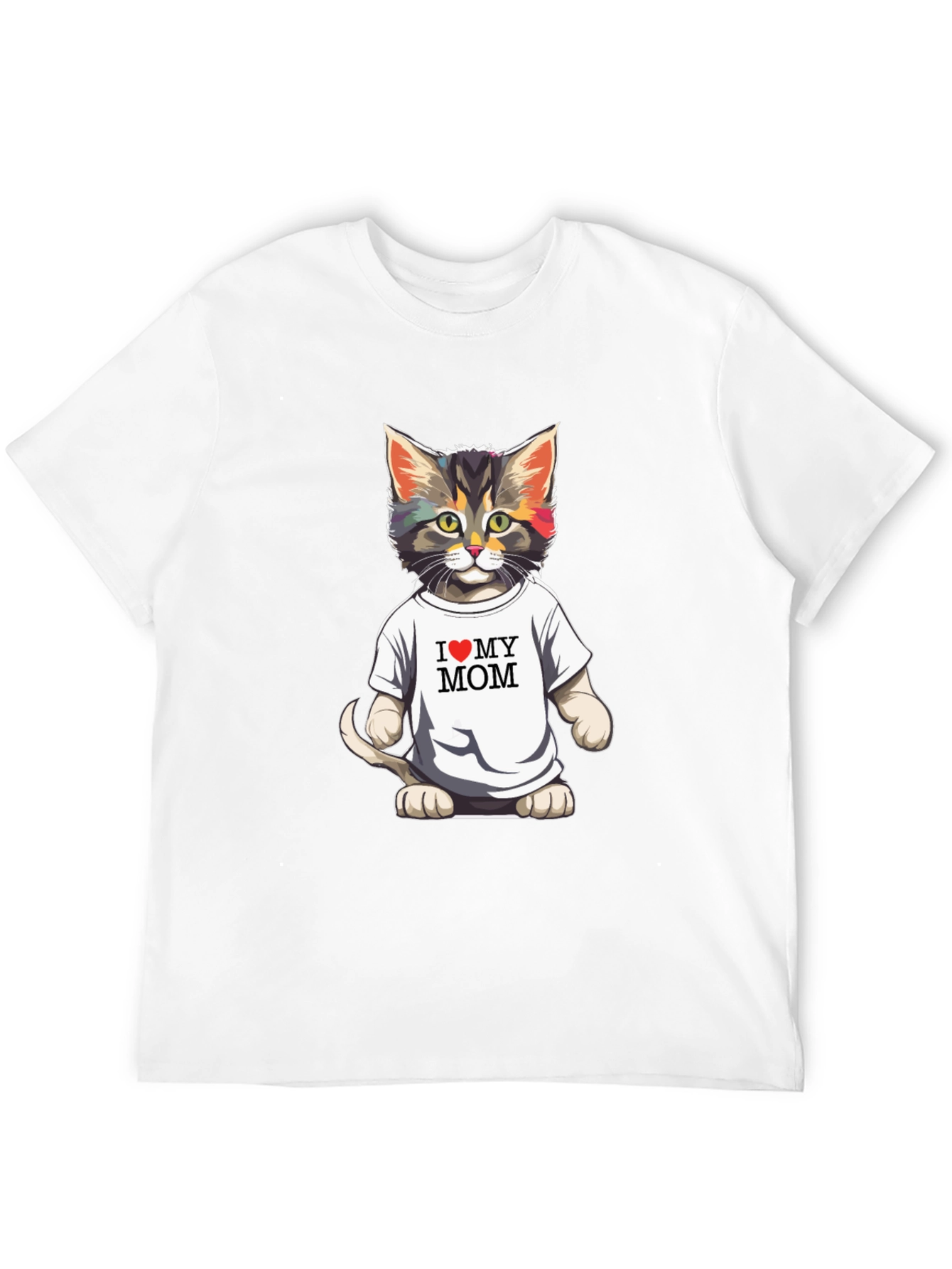 I Love My Mom Cat T-Shirt - Black