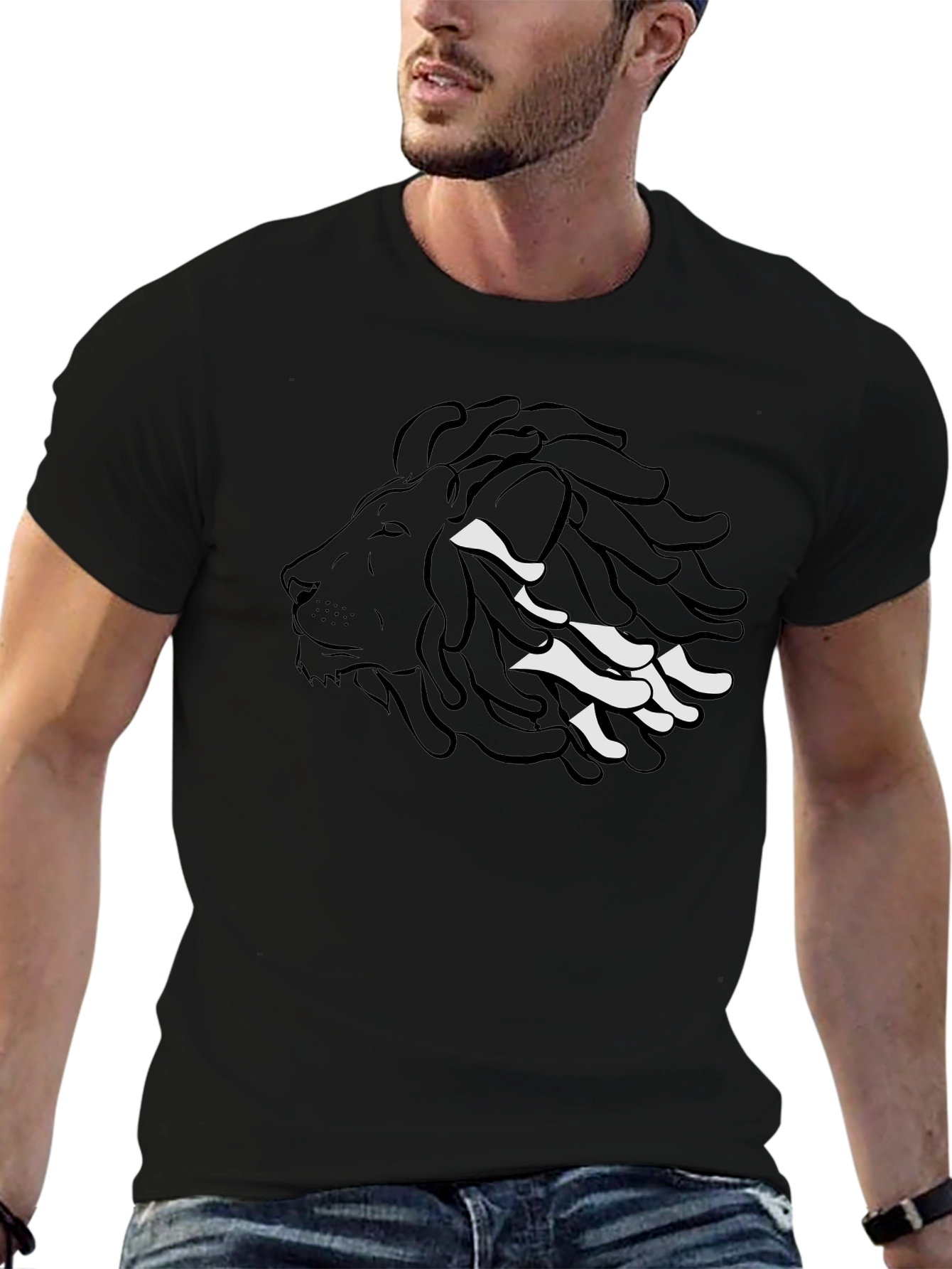 Rasta Lion Graphic Tee - Stylish Black T-Shirt