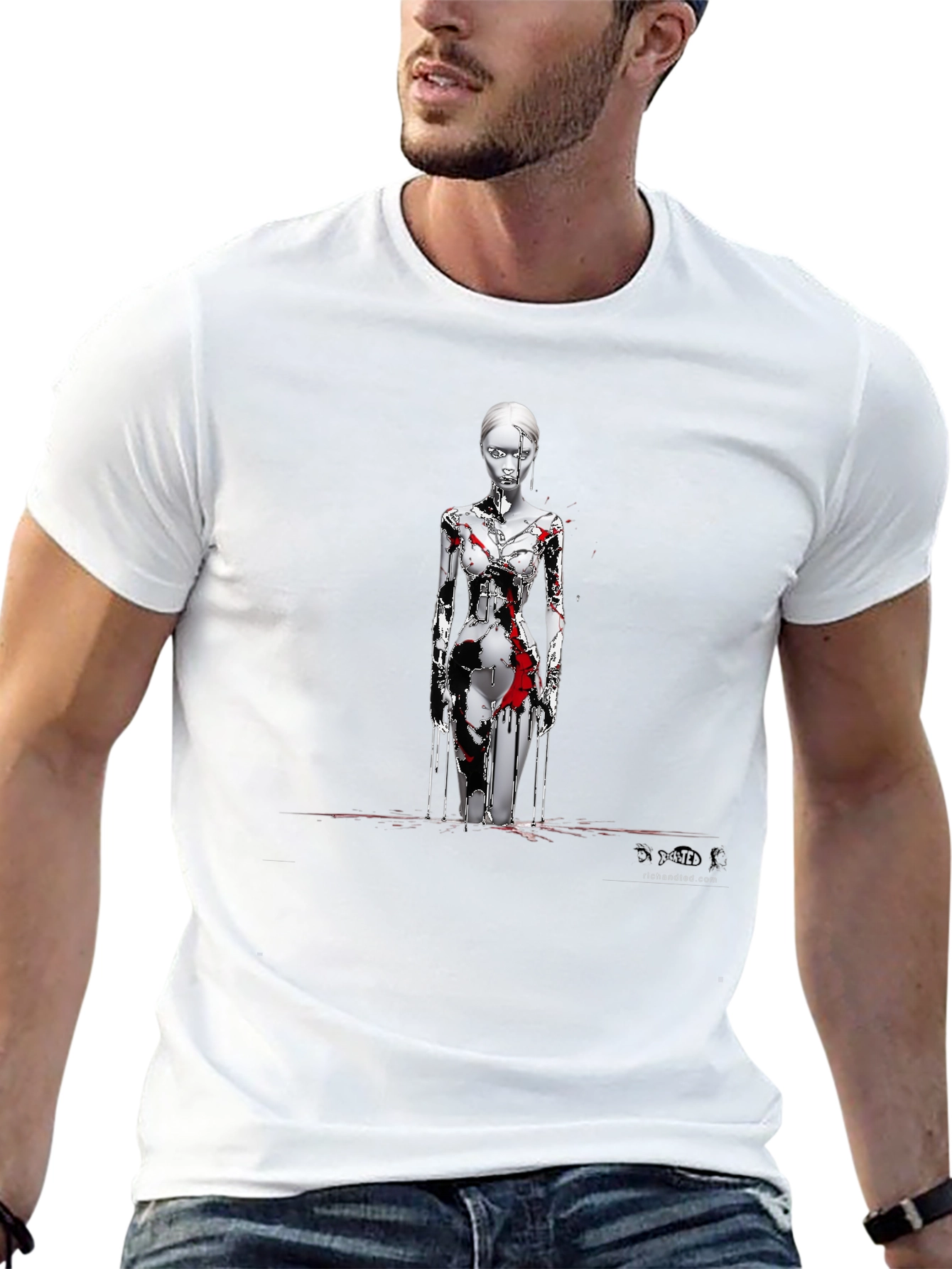 Artistic Graphic Print Black T-Shirt