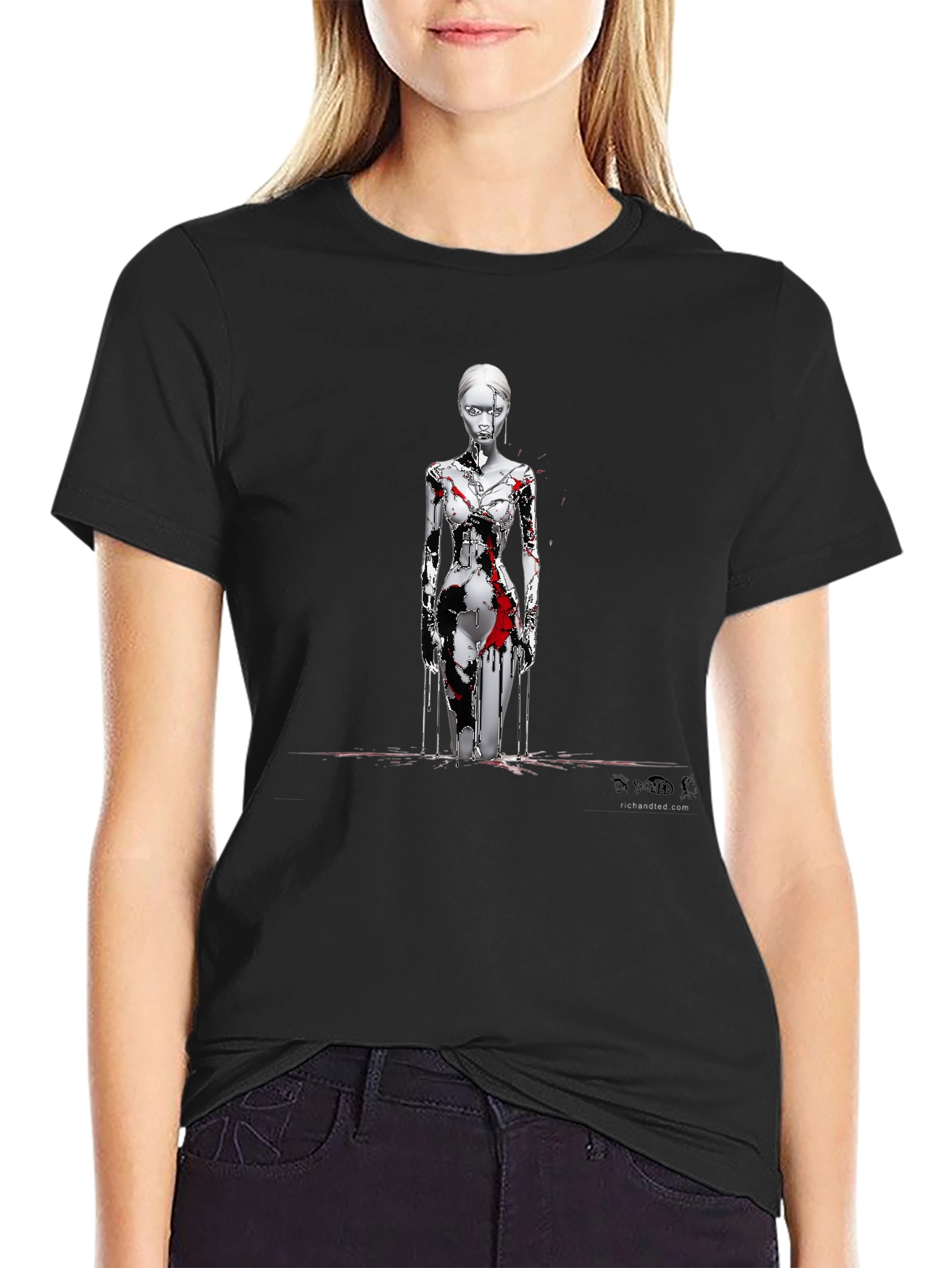 Artistic Graphic Print Black T-Shirt