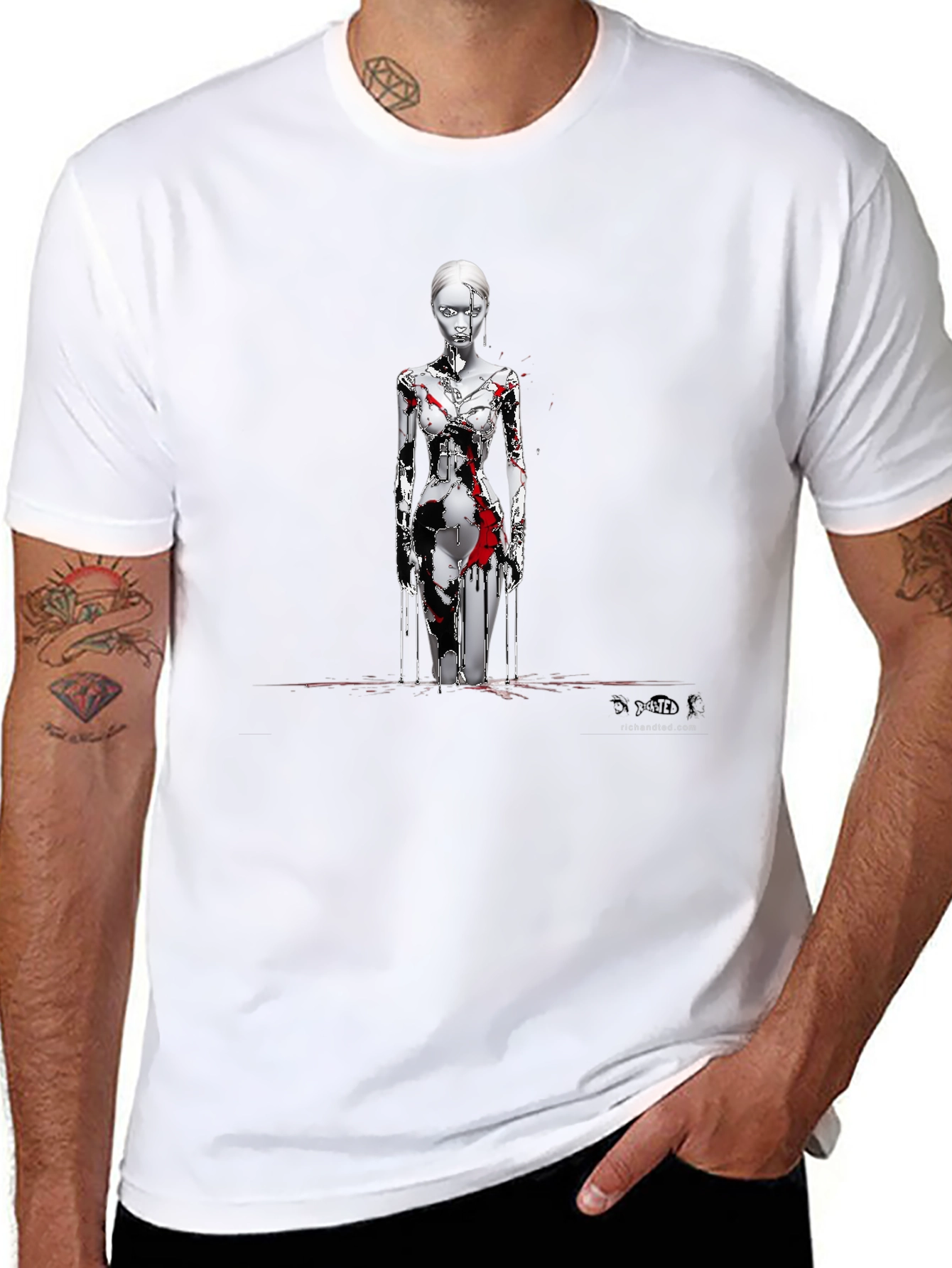 Artistic Graphic Print Black T-Shirt