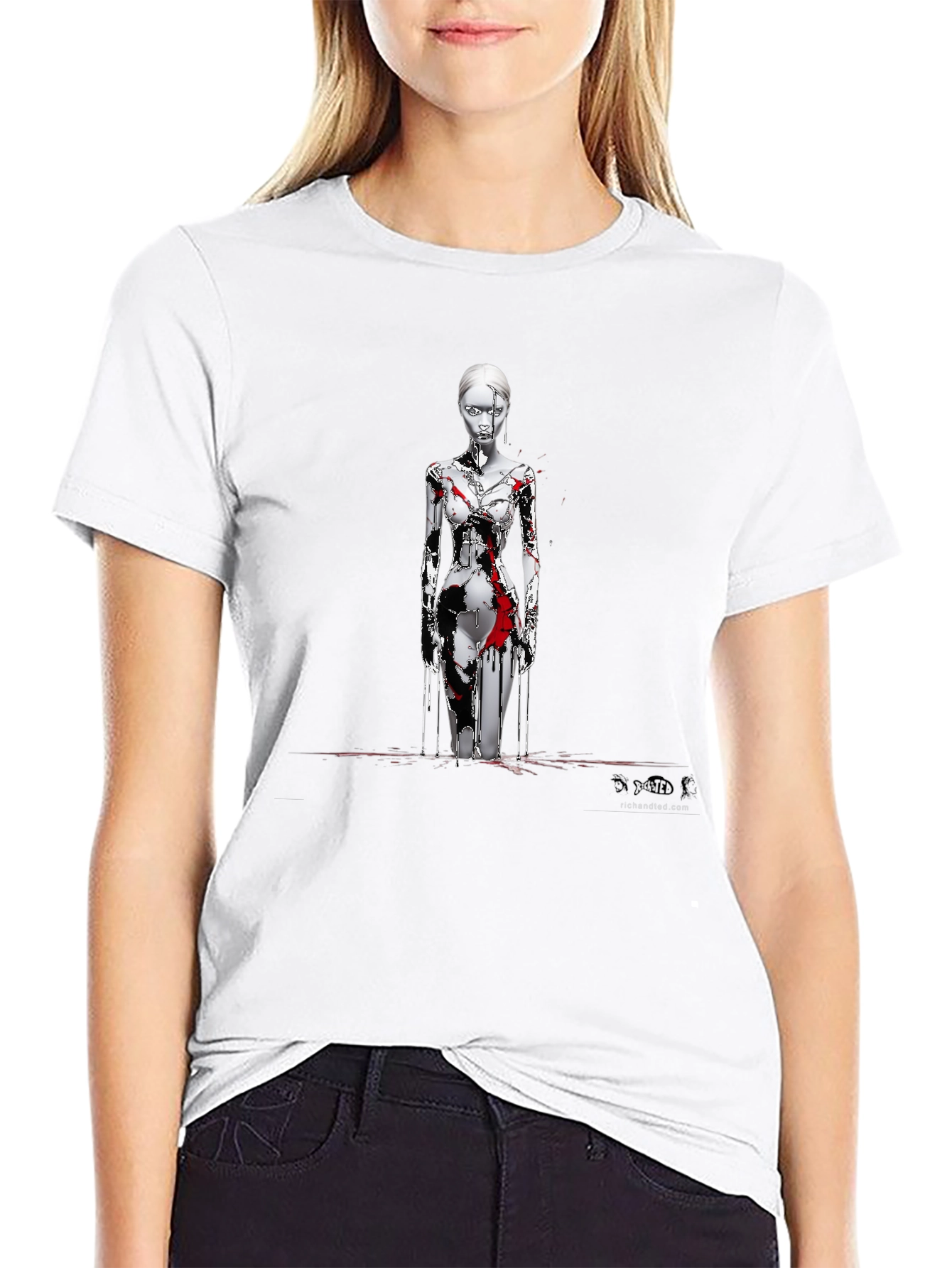 Artistic Graphic Print Black T-Shirt