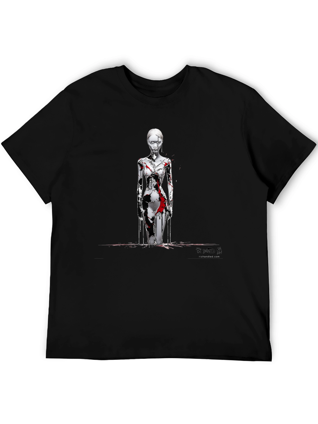 Artistic Graphic Print Black T-Shirt
