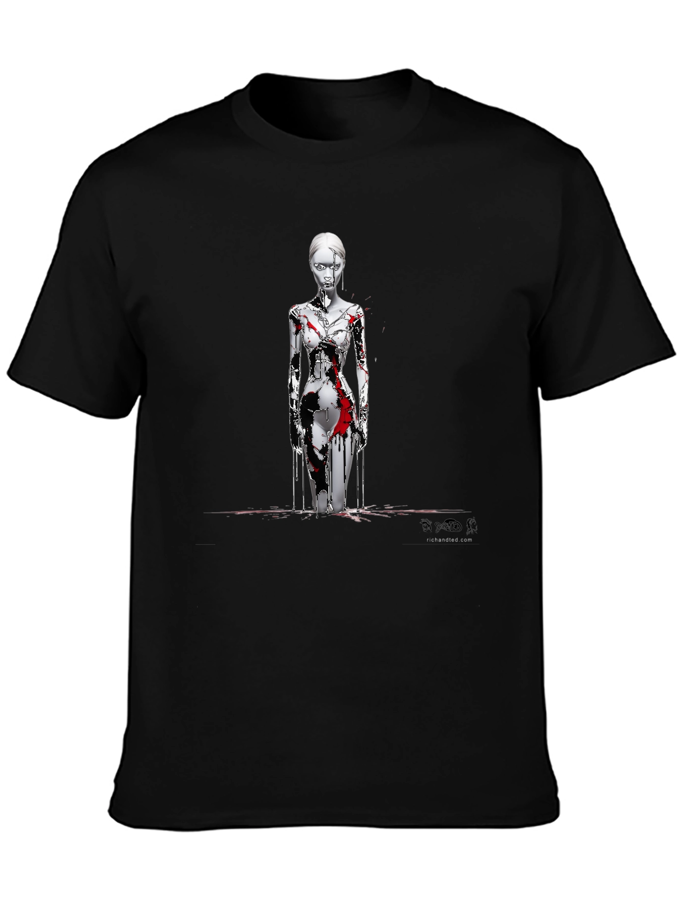Artistic Graphic Print Black T-Shirt
