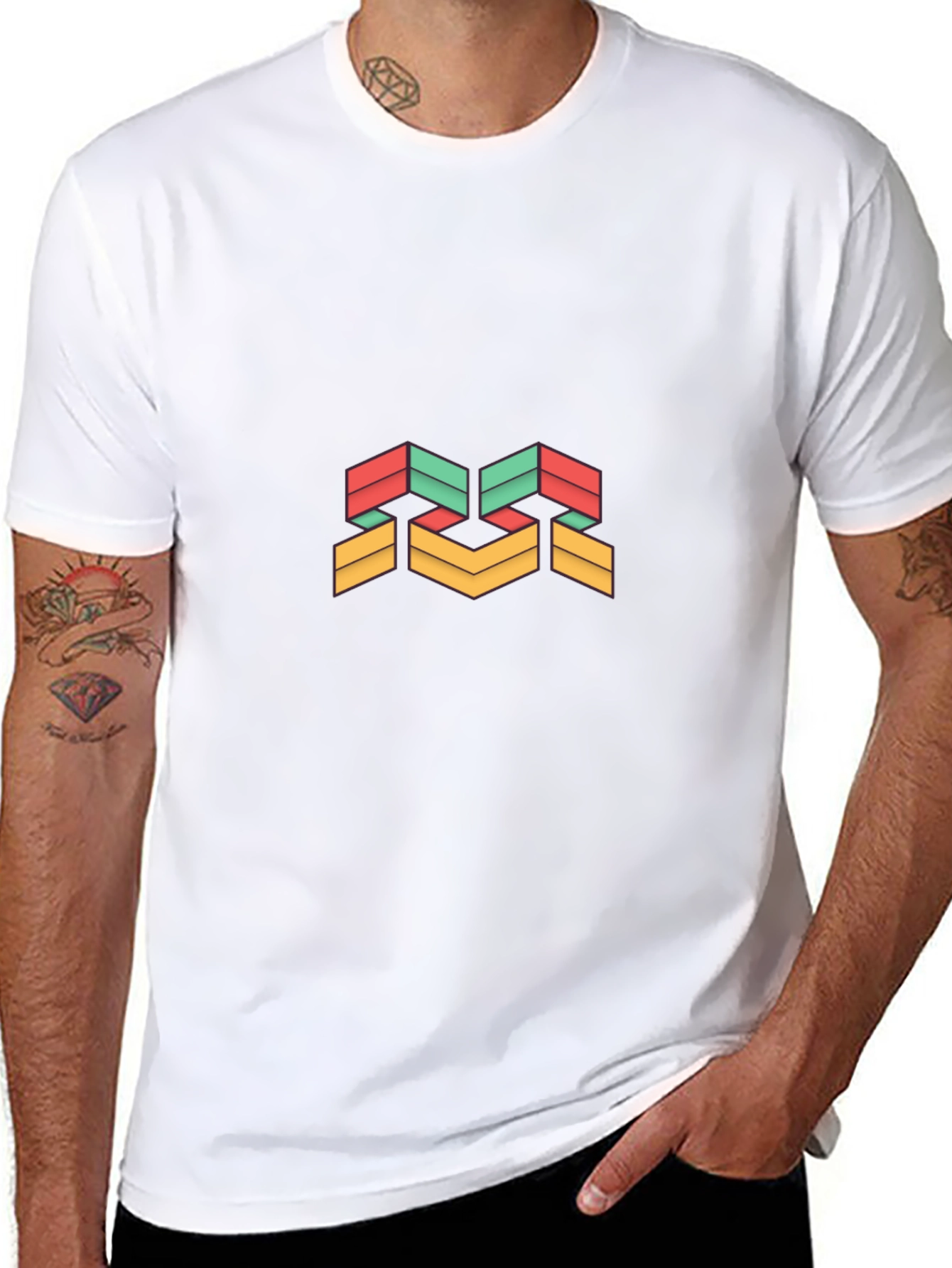 Modern Geometric Design Black T-Shirt