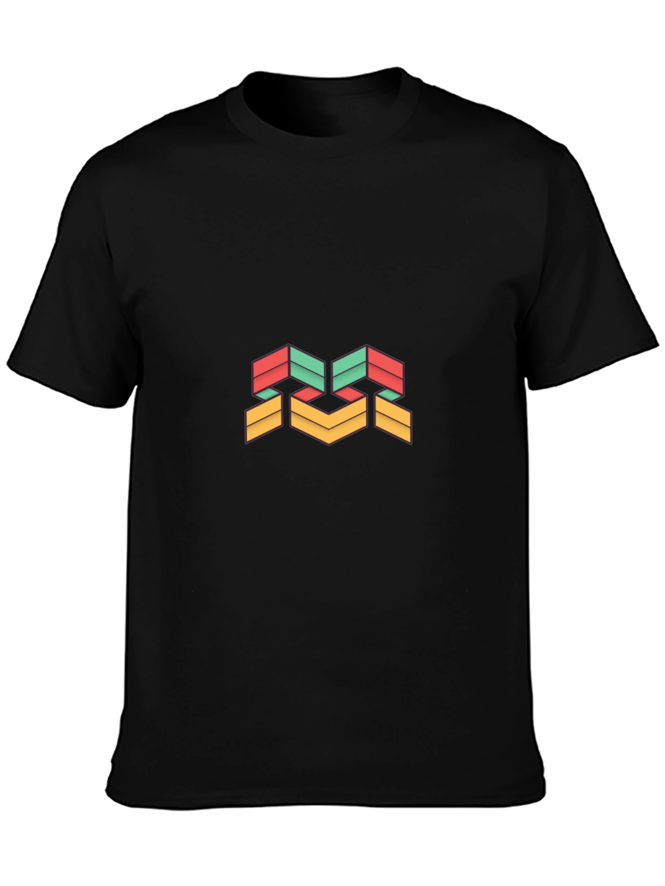 Modern Geometric Design Black T-Shirt