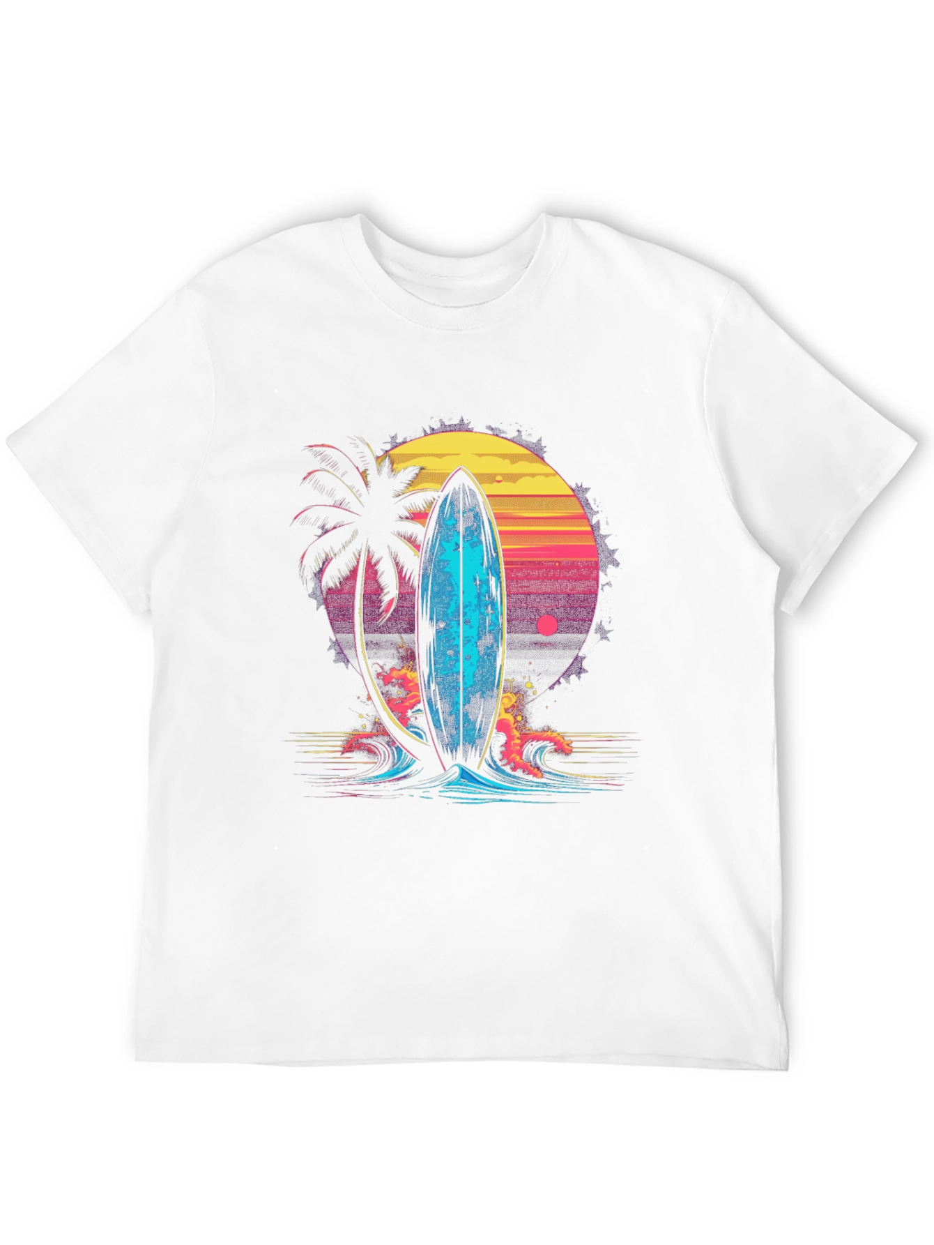 Retro Surfboard Graphic Tee - Beach Vibes T-Shirt