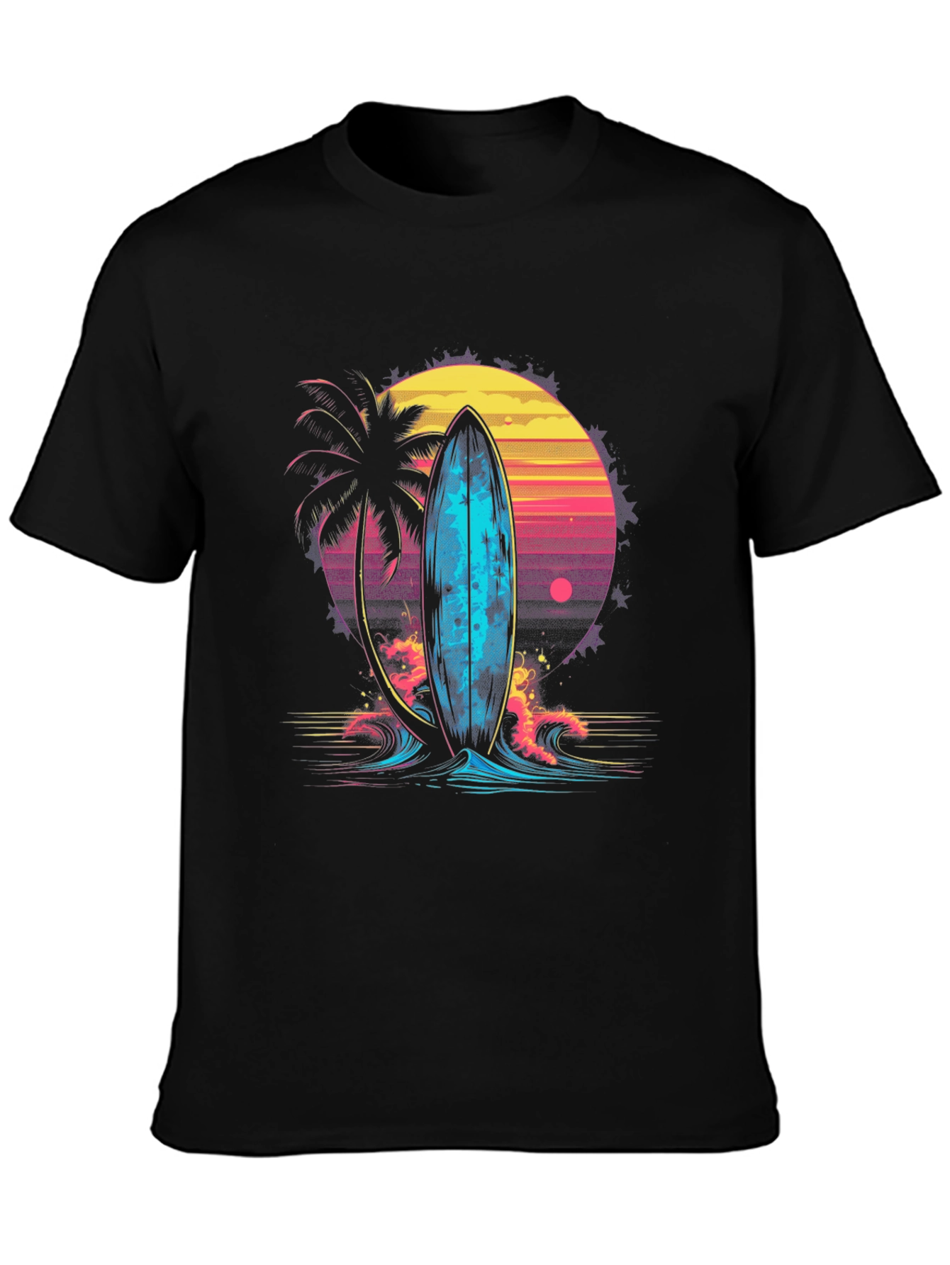 Retro Surfboard Graphic Tee - Beach Vibes T-Shirt