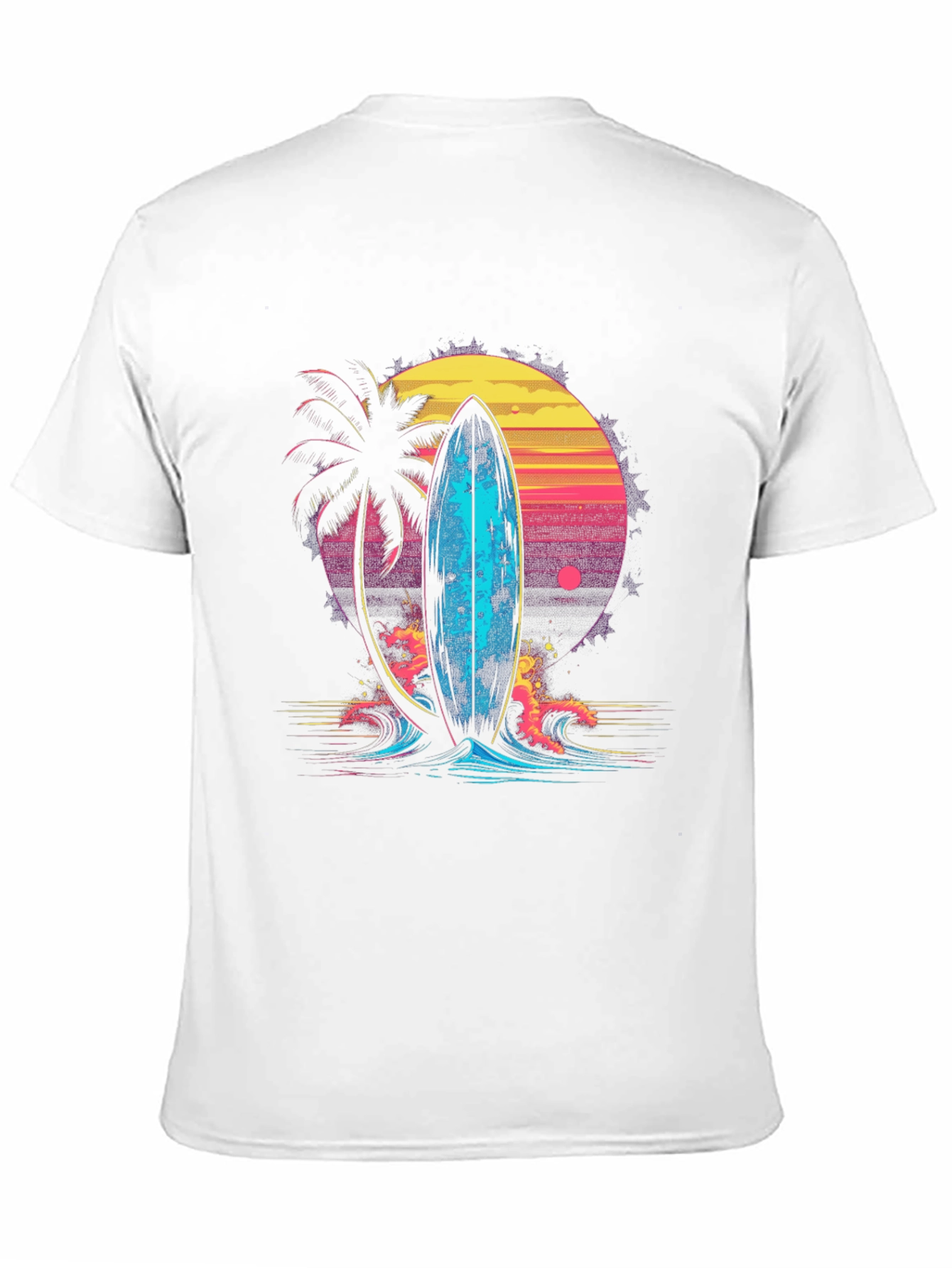 Retro Surfboard Graphic Tee - Beach Vibes T-Shirt