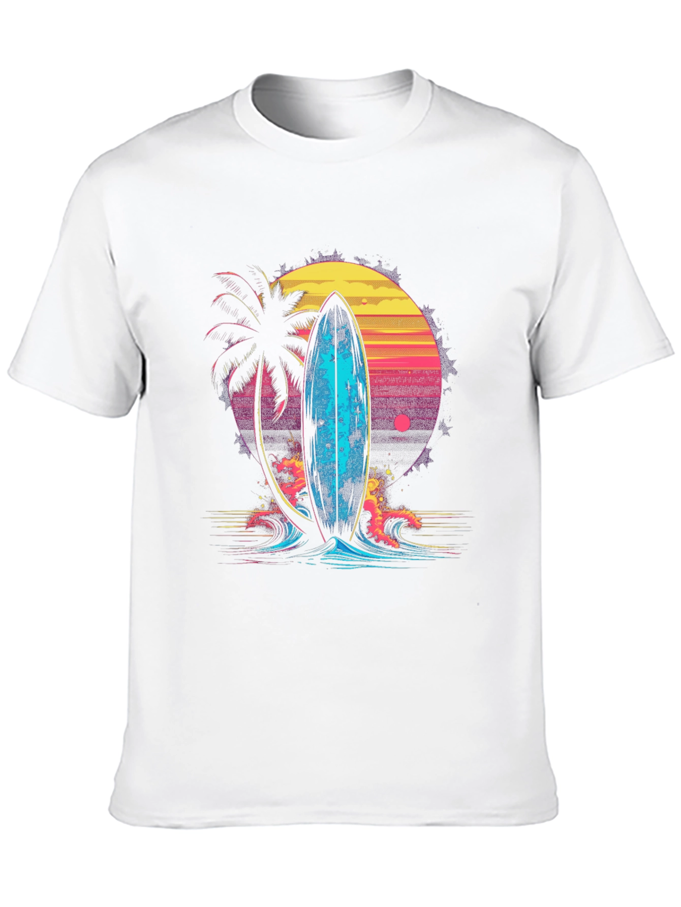 Retro Surfboard Graphic Tee - Beach Vibes T-Shirt