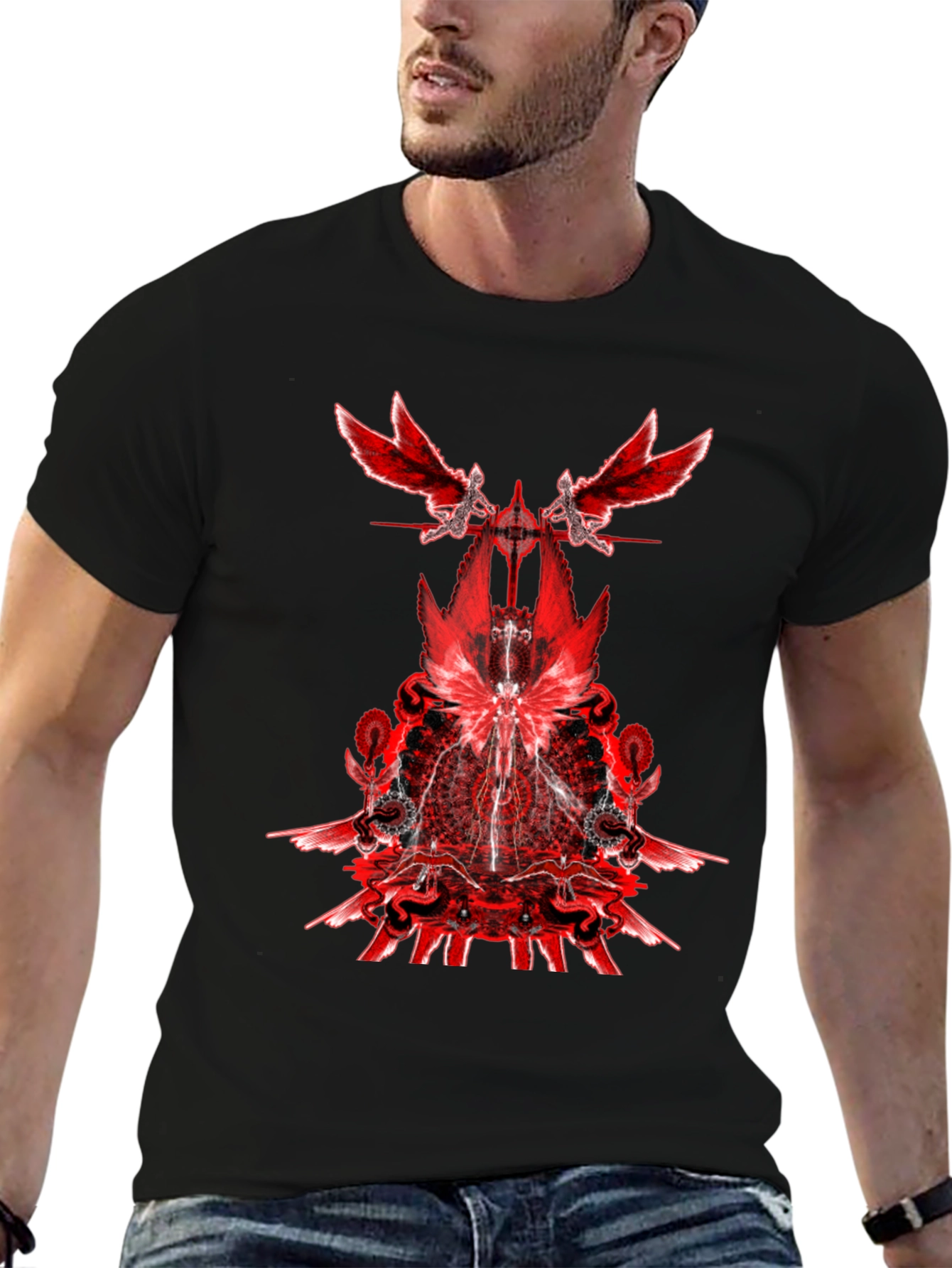 Red Angel Wings Graphic Print T-Shirt