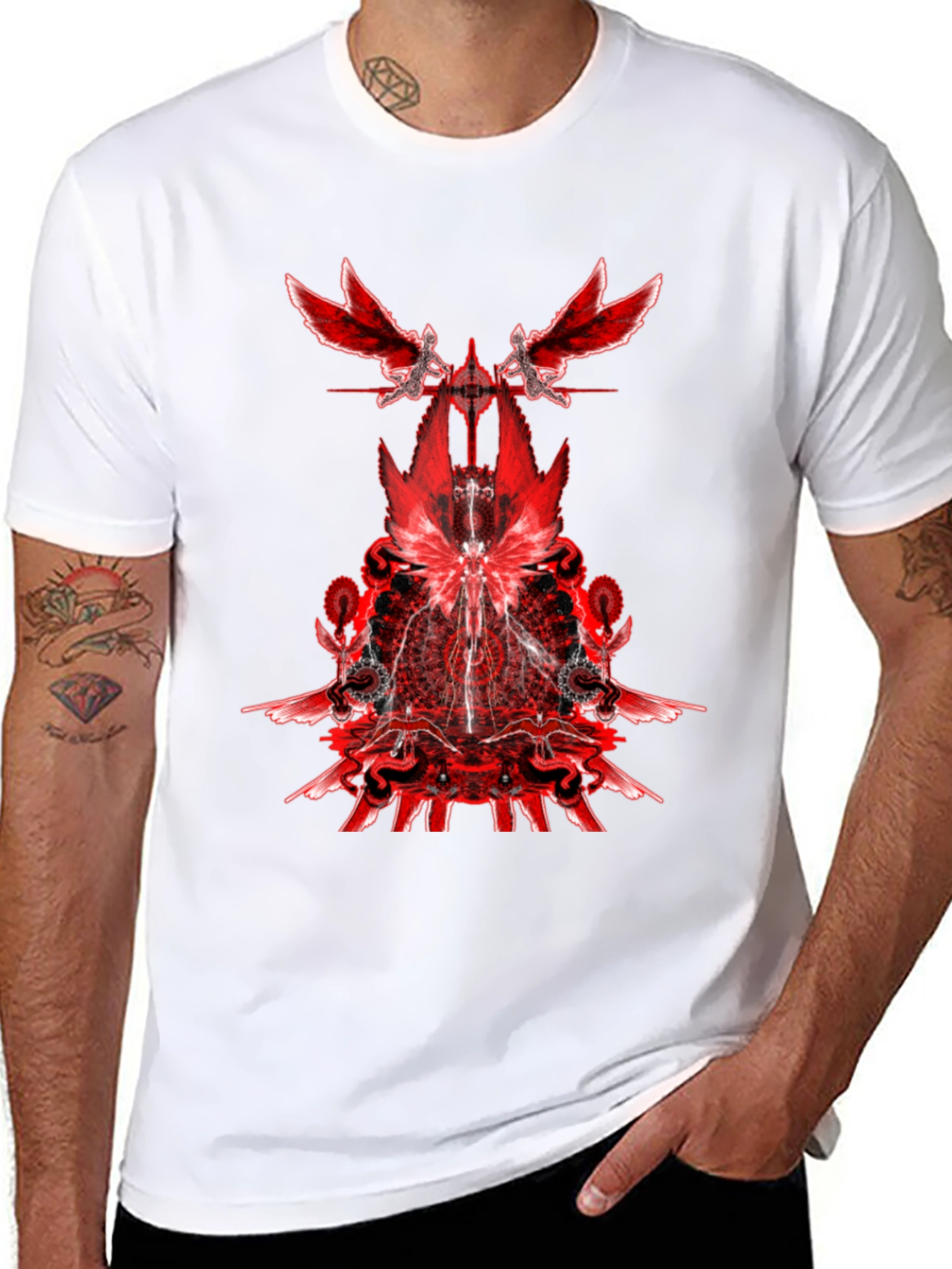 Red Angel Wings Graphic Print T-Shirt