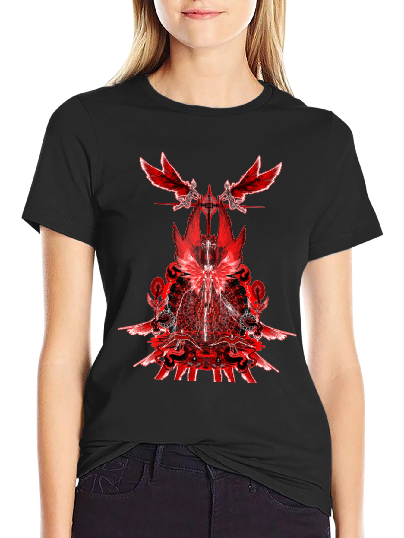 Red Angel Wings Graphic Print T-Shirt