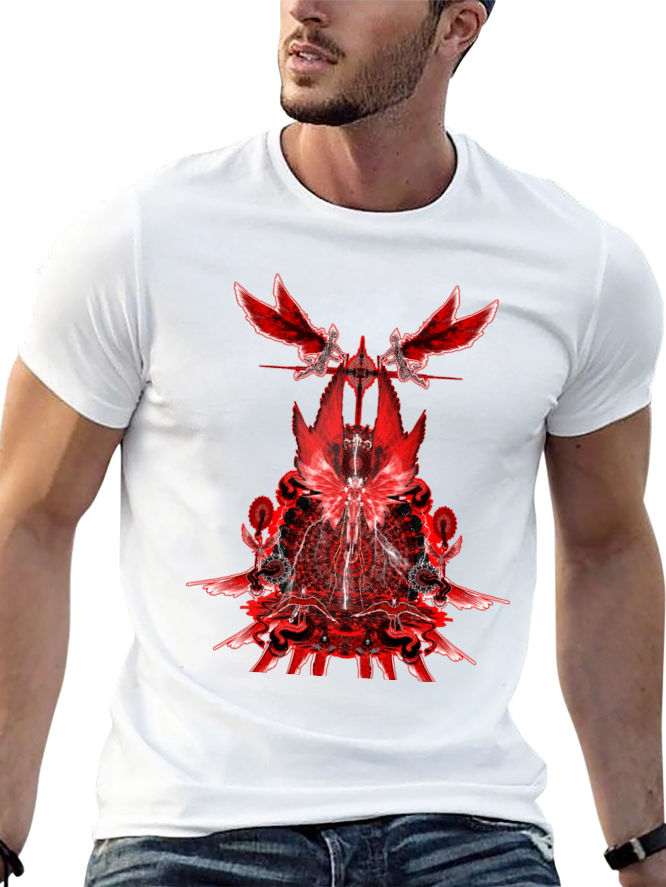 Red Angel Wings Graphic Print T-Shirt