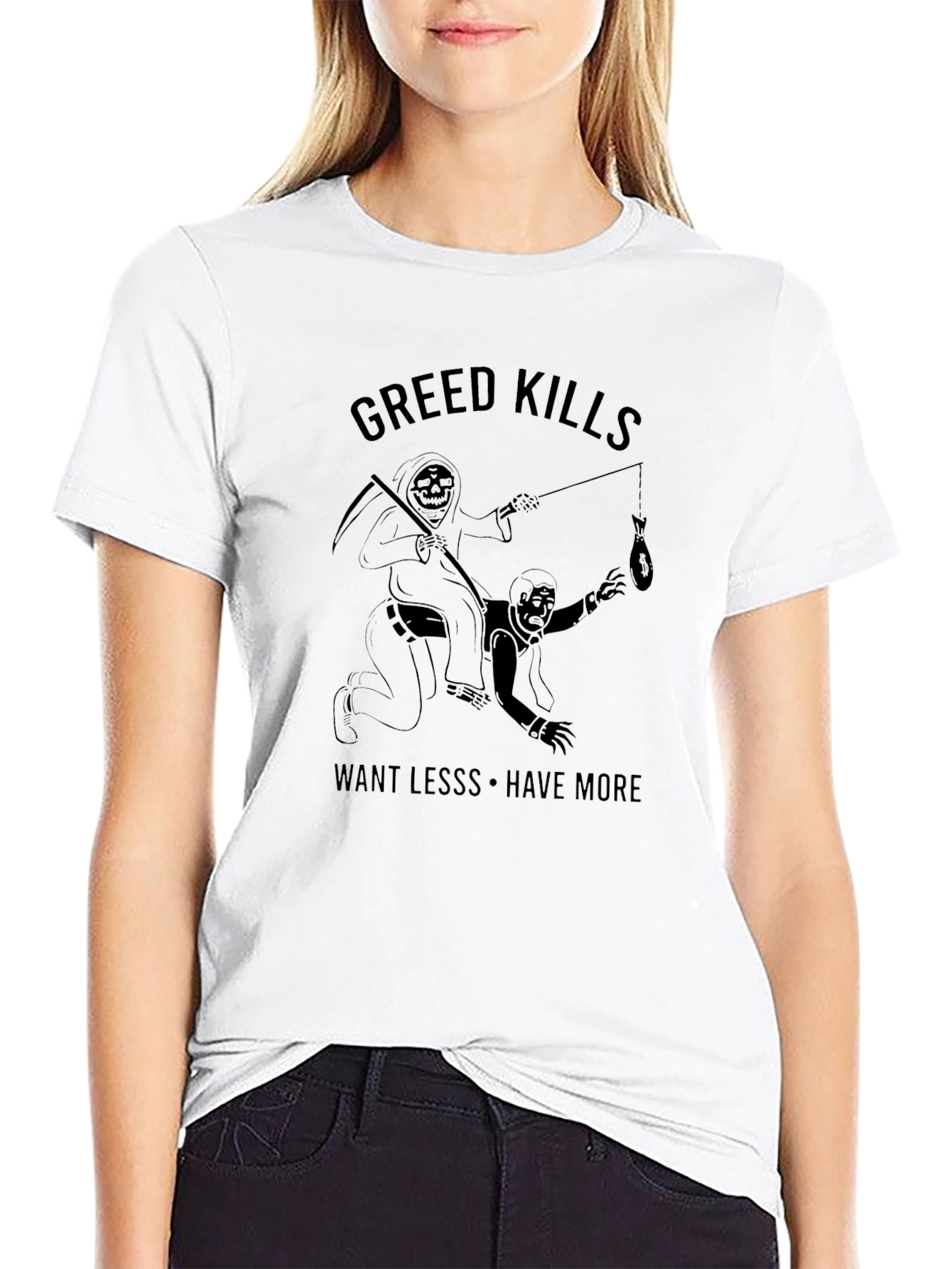 Greed Kills Graphic T-Shirt - Black