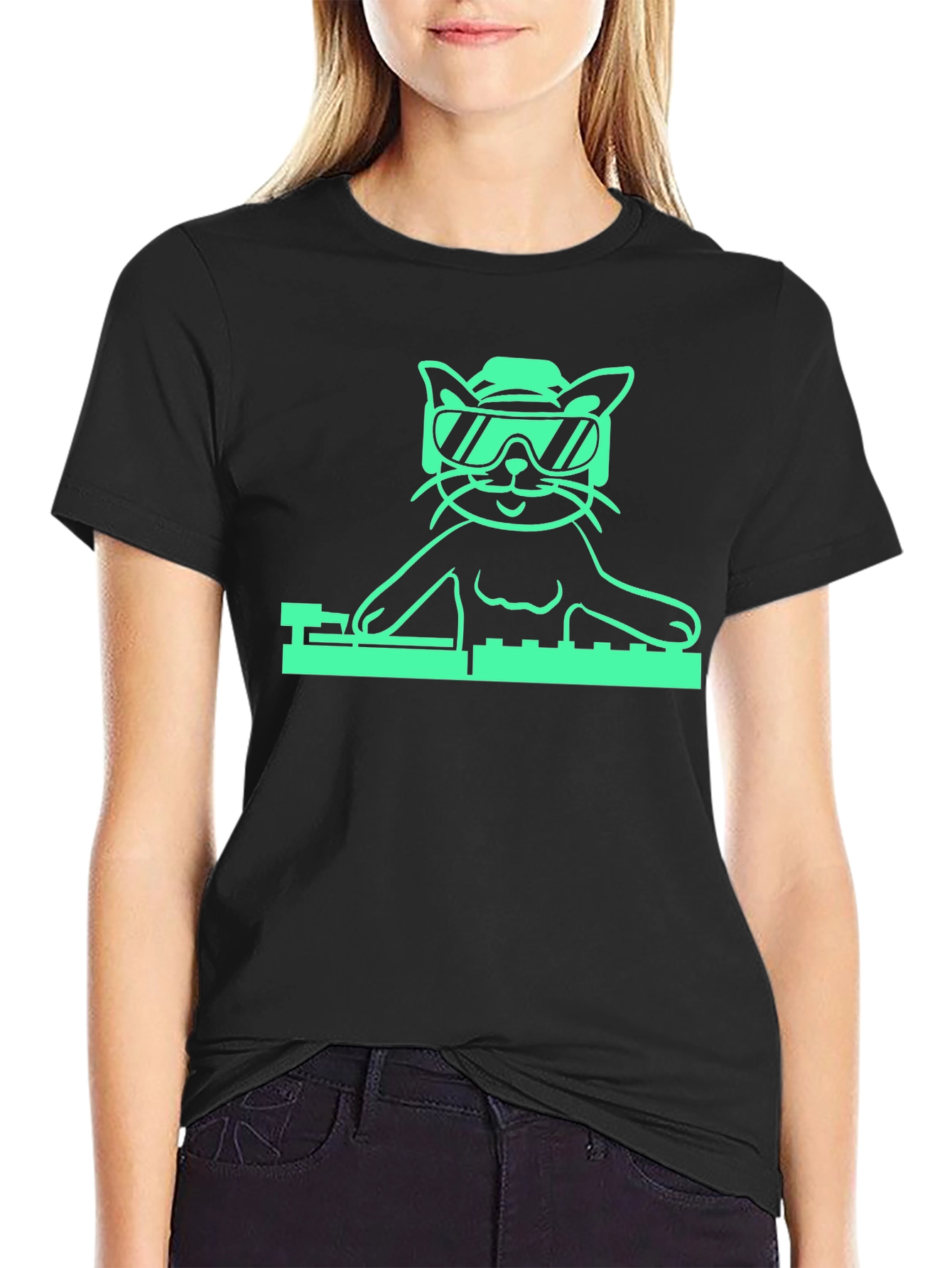 DJ Cat Graphic T-Shirt - Cool Cat Tee