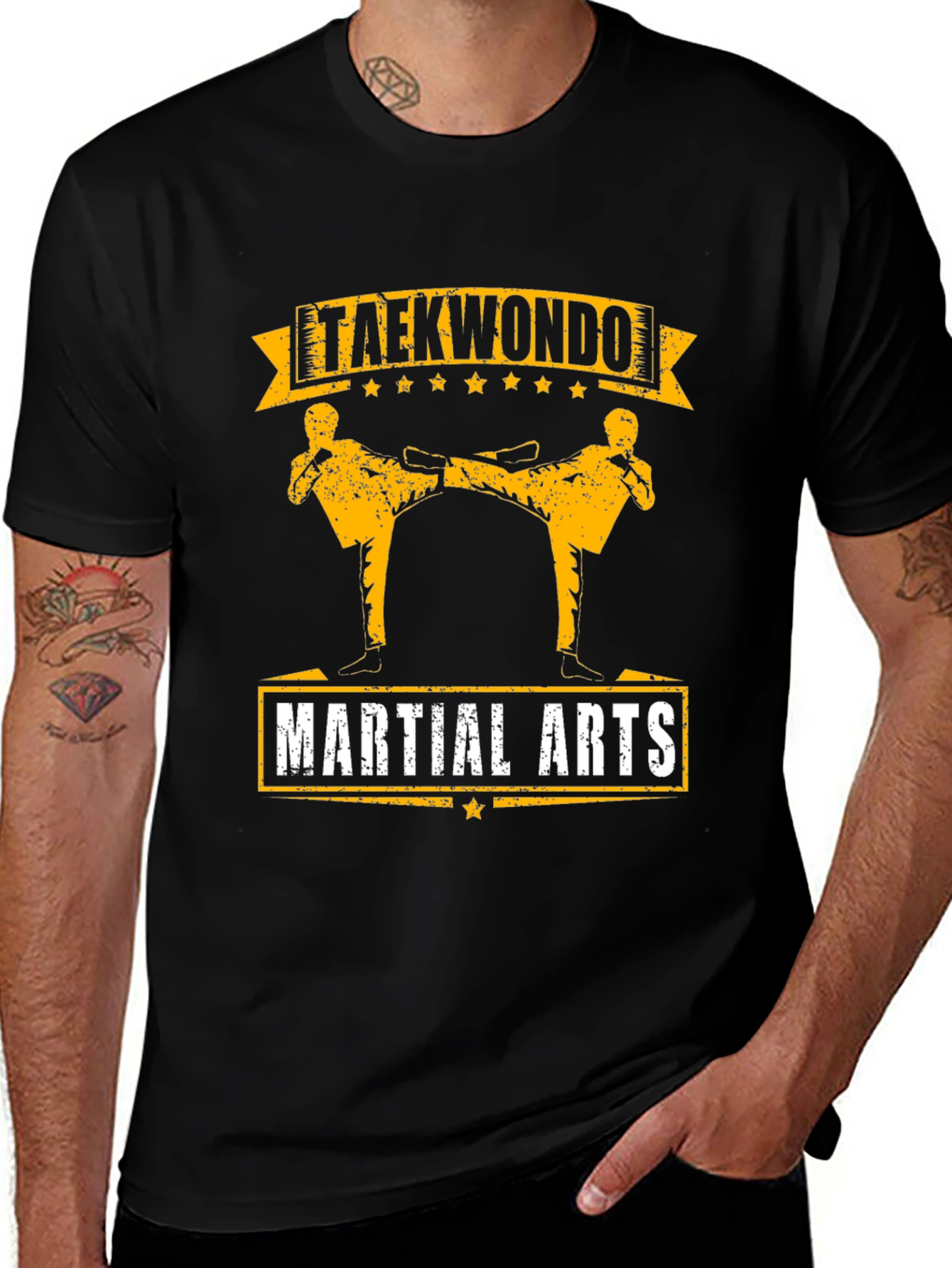 Taekwondo Martial Arts Graphic Tee - Black Cotton