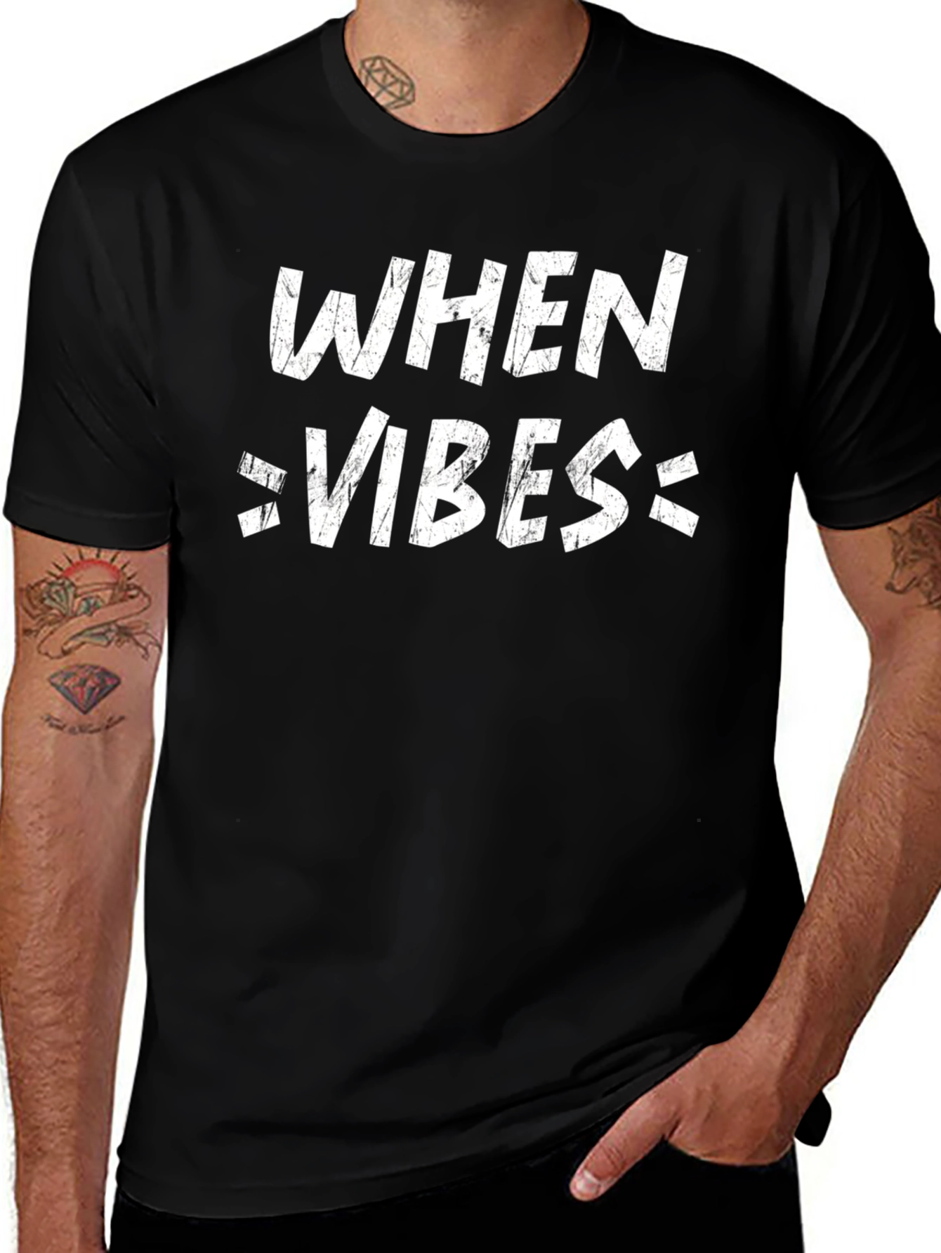 When Vibes Tee - Black Graphic T-Shirt