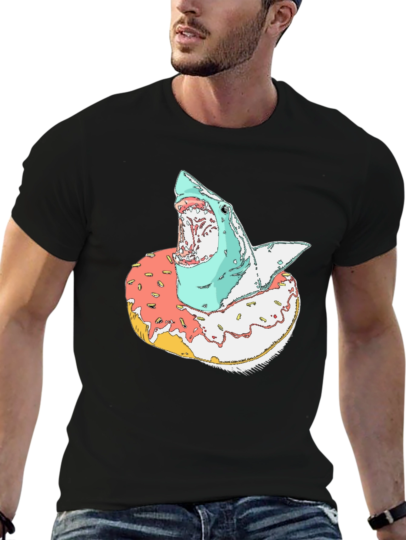 Shark Donut T-Shirt - Unique Graphic Tee
