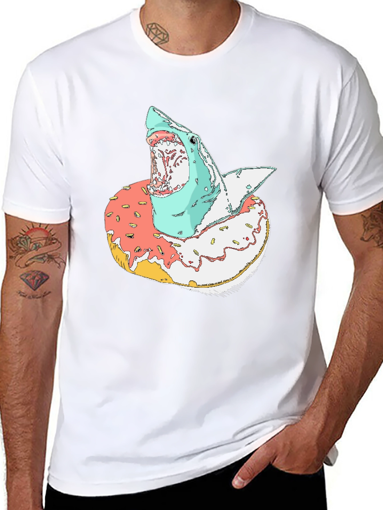 Shark Donut T-Shirt - Unique Graphic Tee