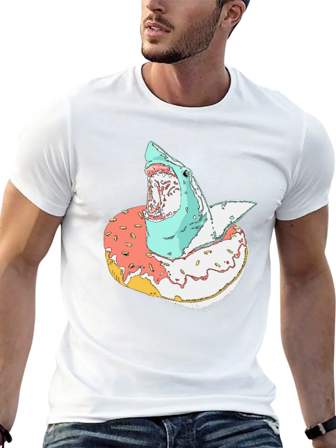 Shark Donut T-Shirt - Unique Graphic Tee